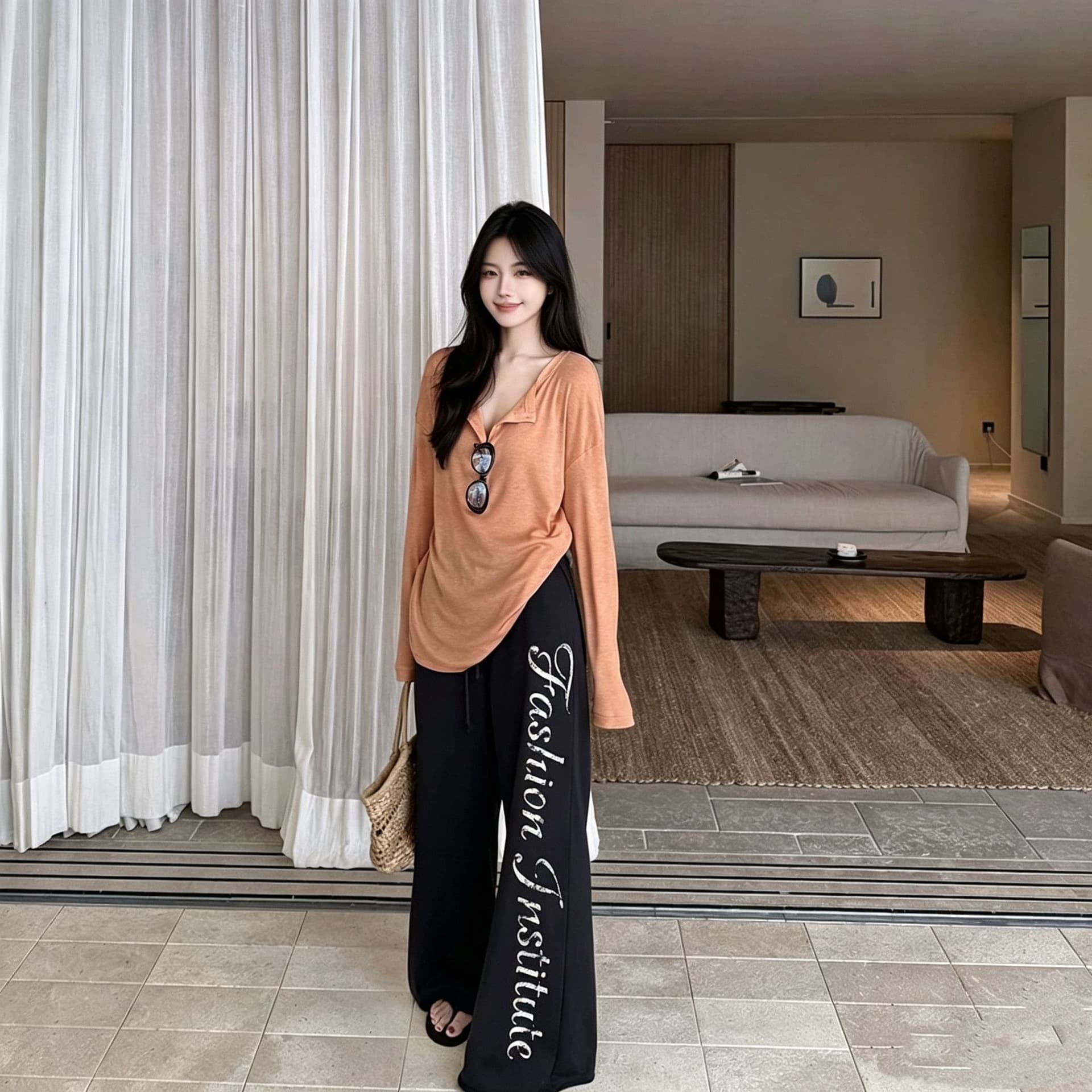 빅 사이즈 지방 mm 털 서클 면 넓은 다리 캐주얼 긴 바지 여성 여름 얇은 스타일 루즈핏 도루 센스 바닥 청소 바지 상세 이미지 13
