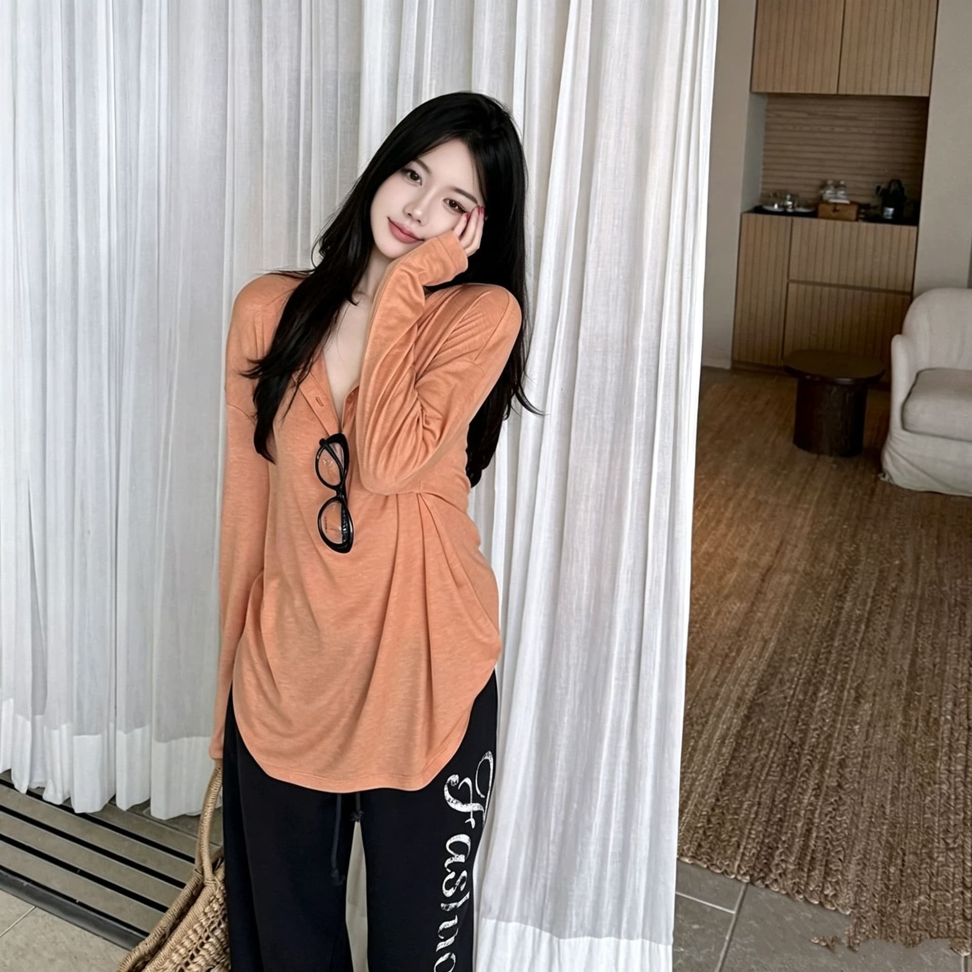 빅 사이즈 지방 mm 털 서클 면 넓은 다리 캐주얼 긴 바지 여성 여름 얇은 스타일 루즈핏 도루 센스 바닥 청소 바지 상세 이미지 20