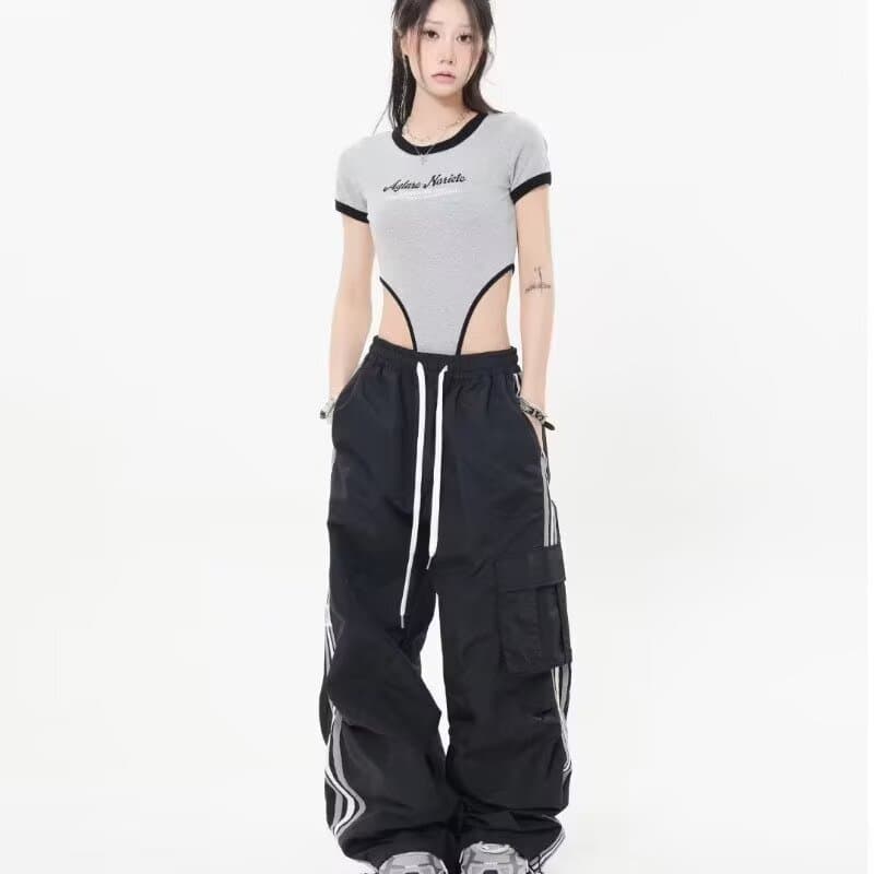 조수 브랜드 스트리트 댄스 워크웨어 팬츠 남녀 아메리칸 웃음 하 펌프 로프 스트레이트 속도 건조한 야외 캐주얼 운동 바지 상세 이미지 4