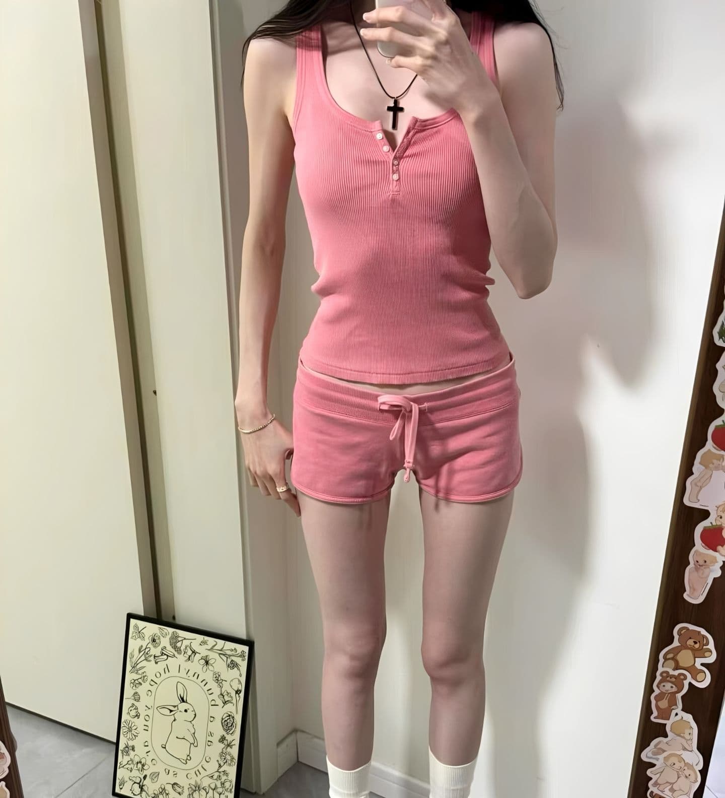 원본 원단 콩 페이스트 색상 펌프 로프 작은 키 웨이 바지 여름 몸매 가꾸기 슬림해 보이는 짧은 바지 트렌디 상세 이미지 4