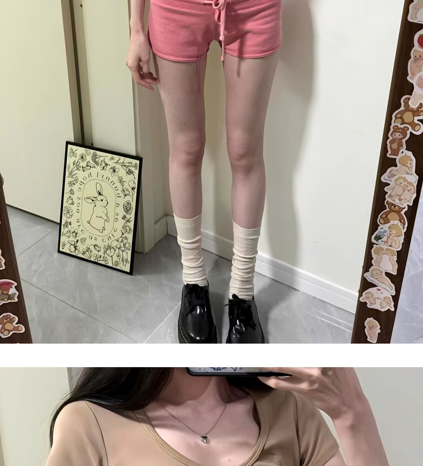 원본 원단 콩 페이스트 색상 펌프 로프 작은 키 웨이 바지 여름 몸매 가꾸기 슬림해 보이는 짧은 바지 트렌디 상세 이미지 7