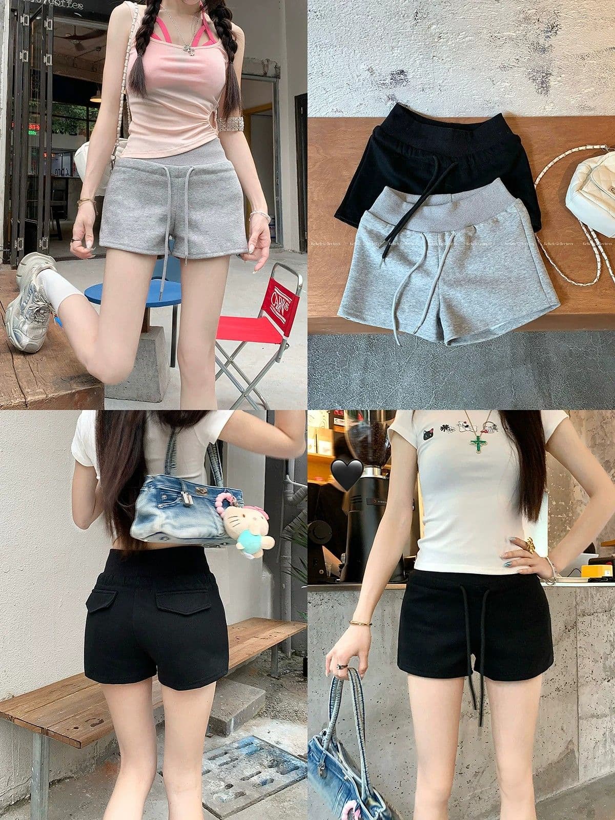 허리밴드 펌프 로프 슬림해 보이는 핫 바지 여름 새로운 캐주얼 바지 하이웨이스트 주머니 반바지 여성 트렌디 상세 이미지 27