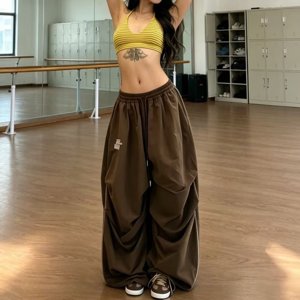 모통이 칼 워크웨어 팬츠 여성 2026 봄 드레스 새로운 루즈핏 도루 센스 느슨함 센스 넓은 다리 재즈 스트리트 댄스 캐주얼 운동 바지 이미지 3