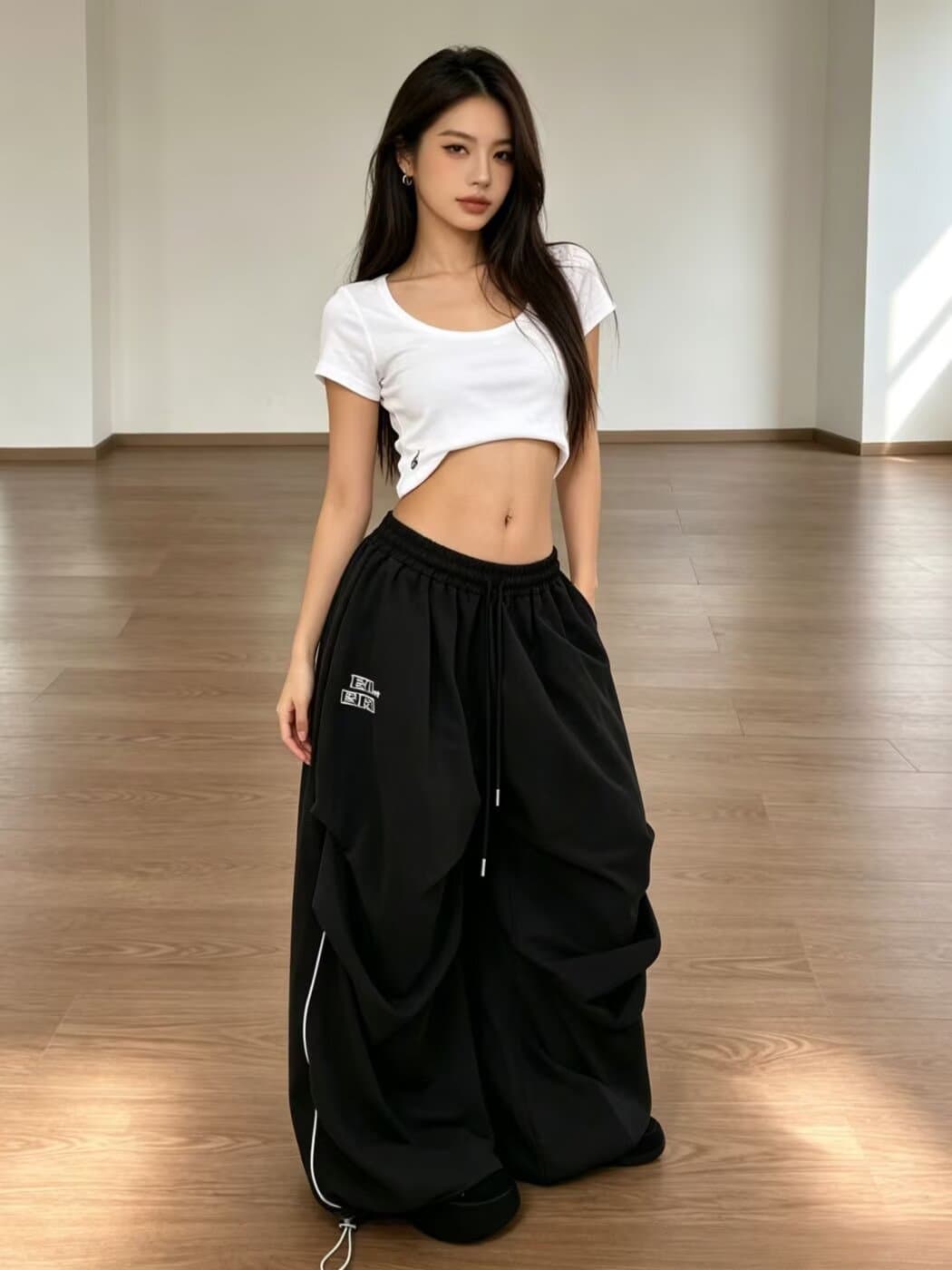 모통이 칼 워크웨어 팬츠 여성 2026 봄 드레스 새로운 루즈핏 도루 센스 느슨함 센스 넓은 다리 재즈 스트리트 댄스 캐주얼 운동 바지 상세 이미지 1