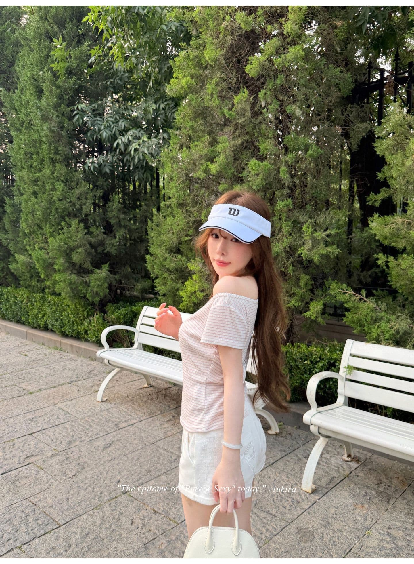 후아 남편 그리드 자수 하이웨이스트 볼륨 측면 펌프 로프 스트레이트 캐주얼 바지 여성 여름 반바지 긴 바지 상세 이미지 14