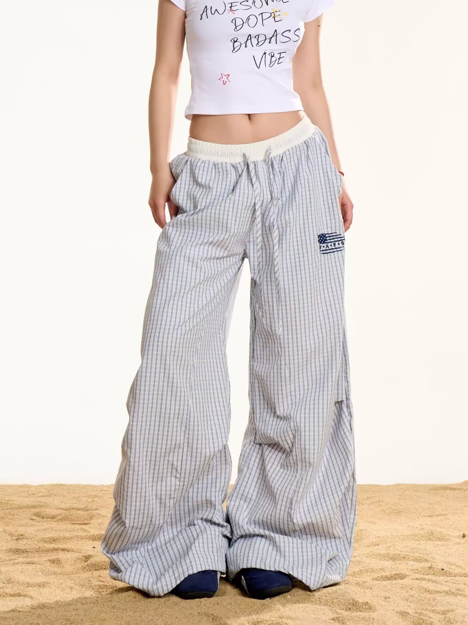아메리칸 자수 운동 스트라이프 알파벳 캐주얼 바지 남녀 봄 가을 cleanfit 루즈핏 슬림해 보이는 오래된 돈 바람 긴 바지