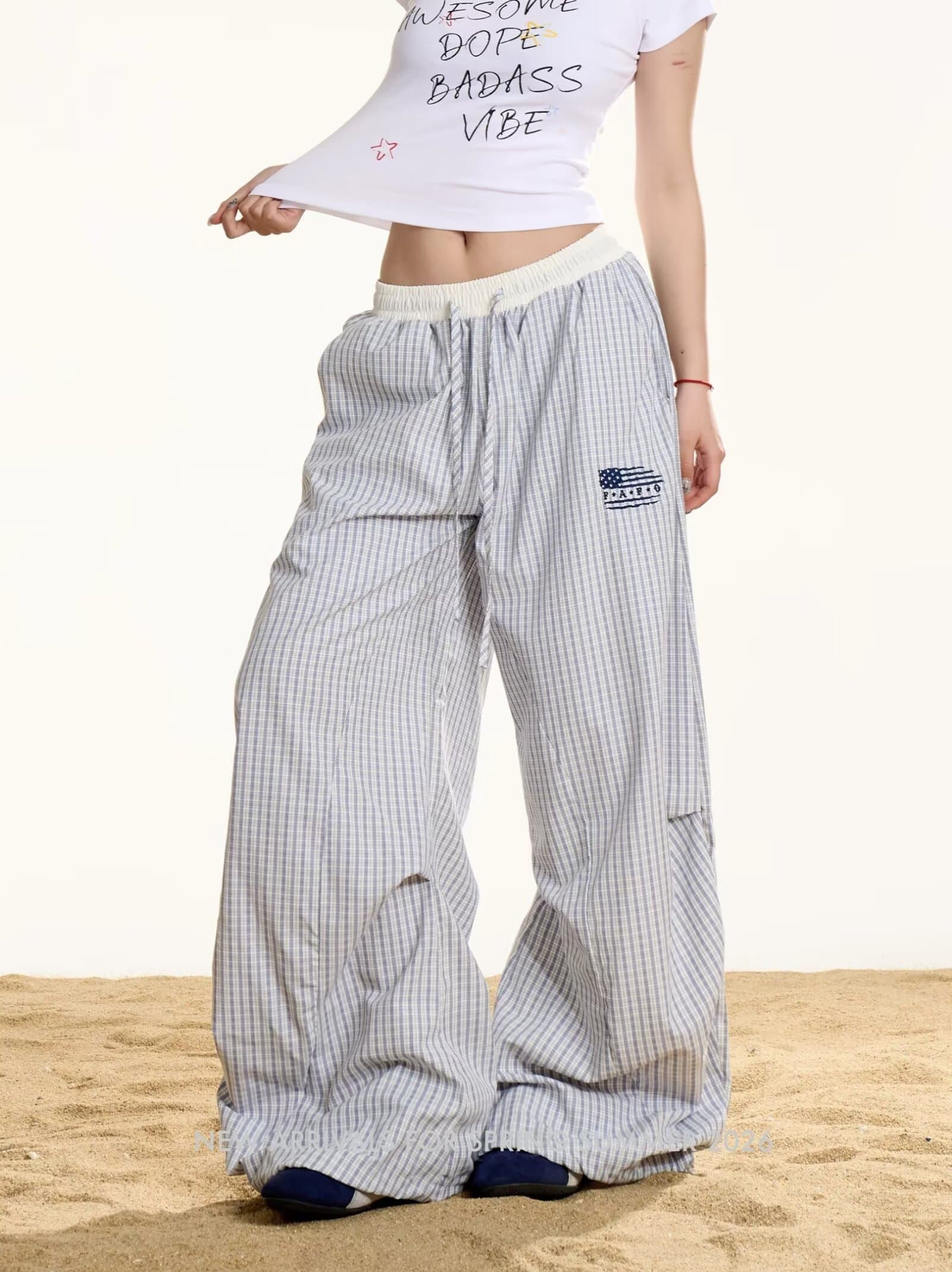 아메리칸 자수 운동 스트라이프 알파벳 캐주얼 바지 남녀 봄 가을 cleanfit 루즈핏 슬림해 보이는 오래된 돈 바람 긴 바지 상세 이미지 1