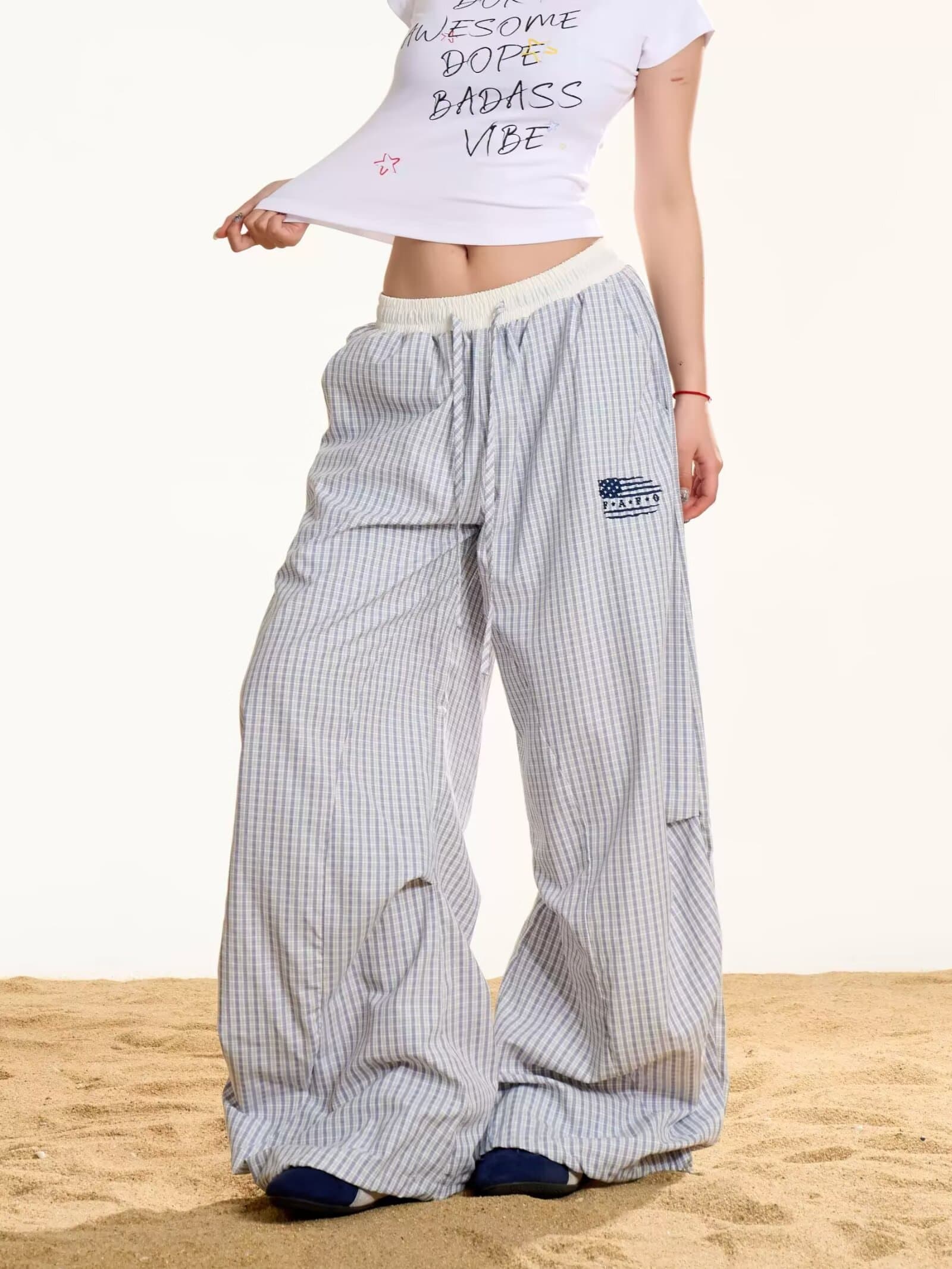 아메리칸 자수 운동 스트라이프 알파벳 캐주얼 바지 남녀 봄 가을 cleanfit 루즈핏 슬림해 보이는 오래된 돈 바람 긴 바지 상세 이미지 16
