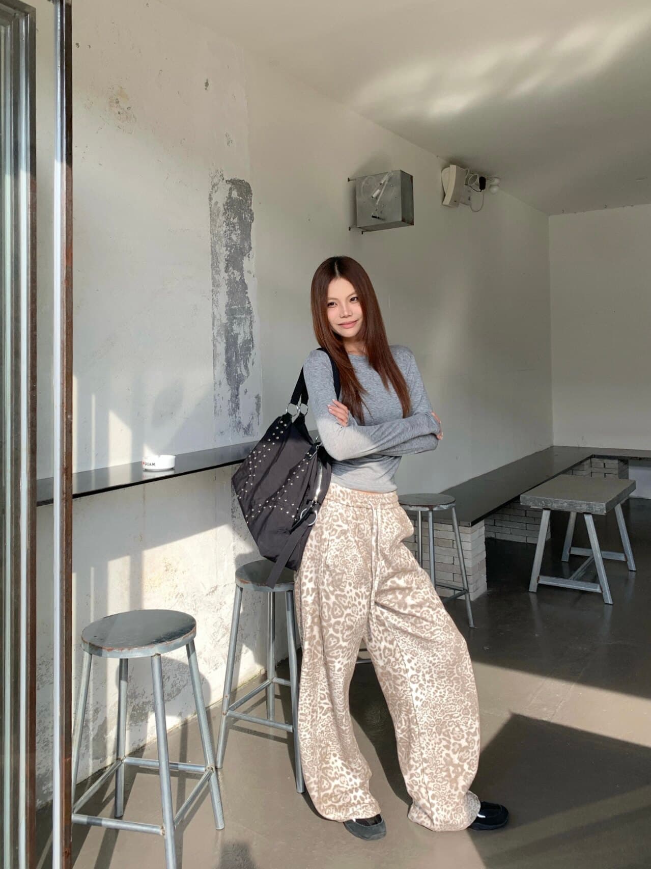 아메리칸 레트로 허리밴드 레오파드 무늬 캐주얼 바지 남녀 가을 새로운 루즈핏 다용도 도루 센스 바닥 청소 와이드 레그 팬츠 어린이 상세 이미지 7
