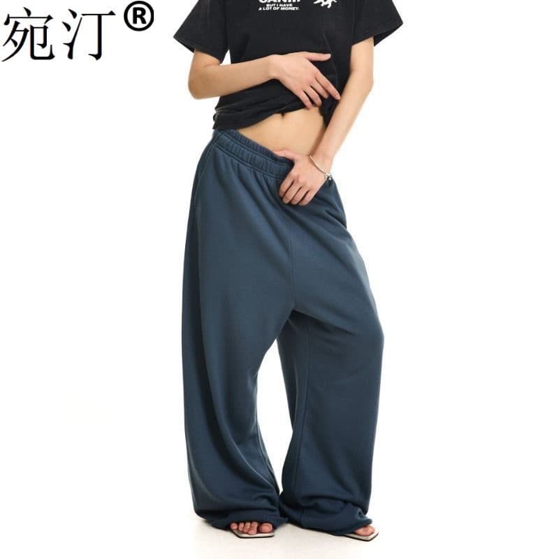 아메리칸 레트로 운동 바람 무용 바지 캐주얼 바지 남녀 디자인 센스 넓은 다리 루즈핏 스트레이트 다용도 긴 바지 상세 이미지 2