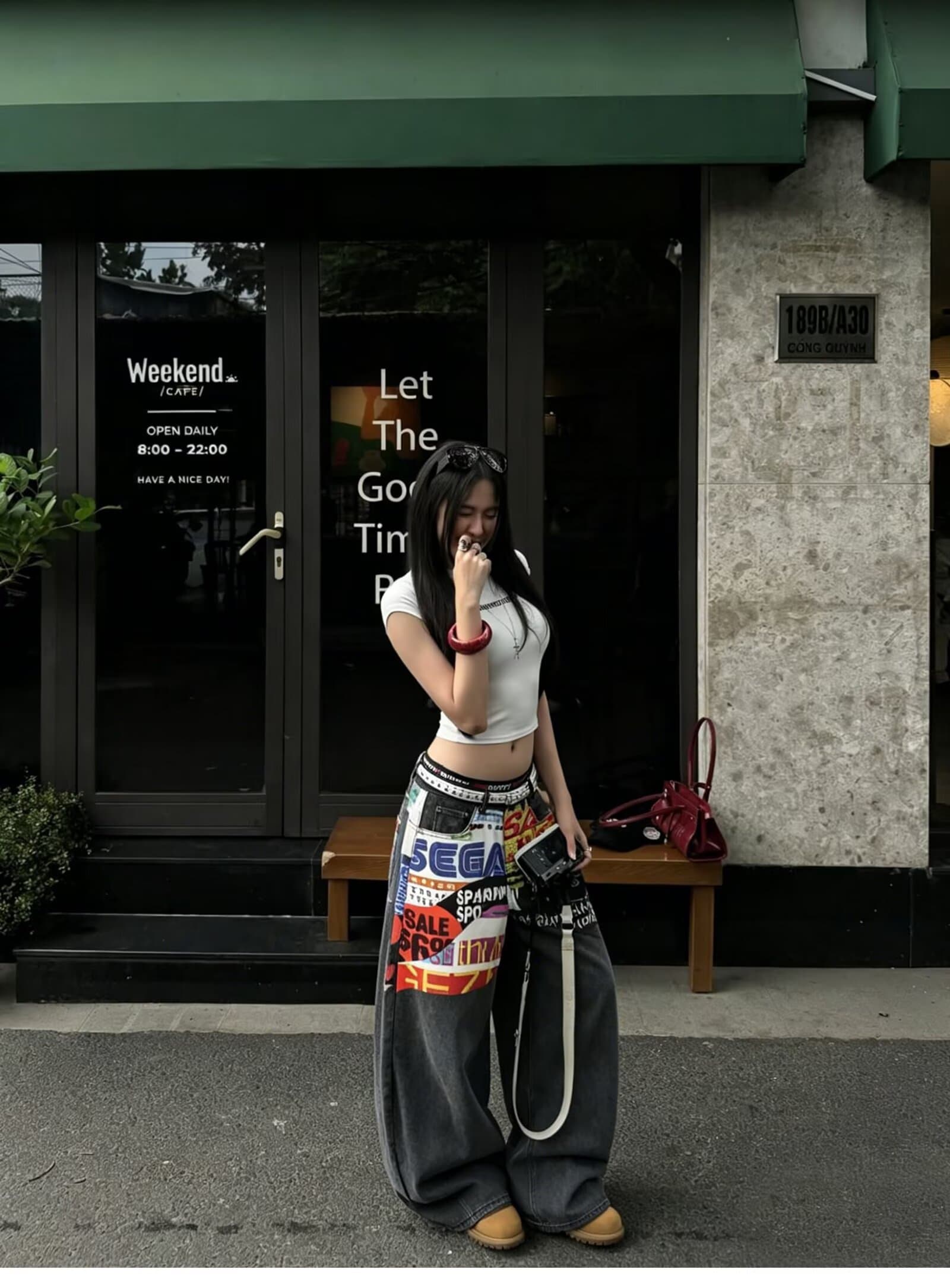 봄 가을 아메리칸 레트로 워싱 청바지 남녀 커플 루즈핏 캐주얼 다용도 스트레이트 프린트 넓은 다리 길이 바지 상세 이미지 13