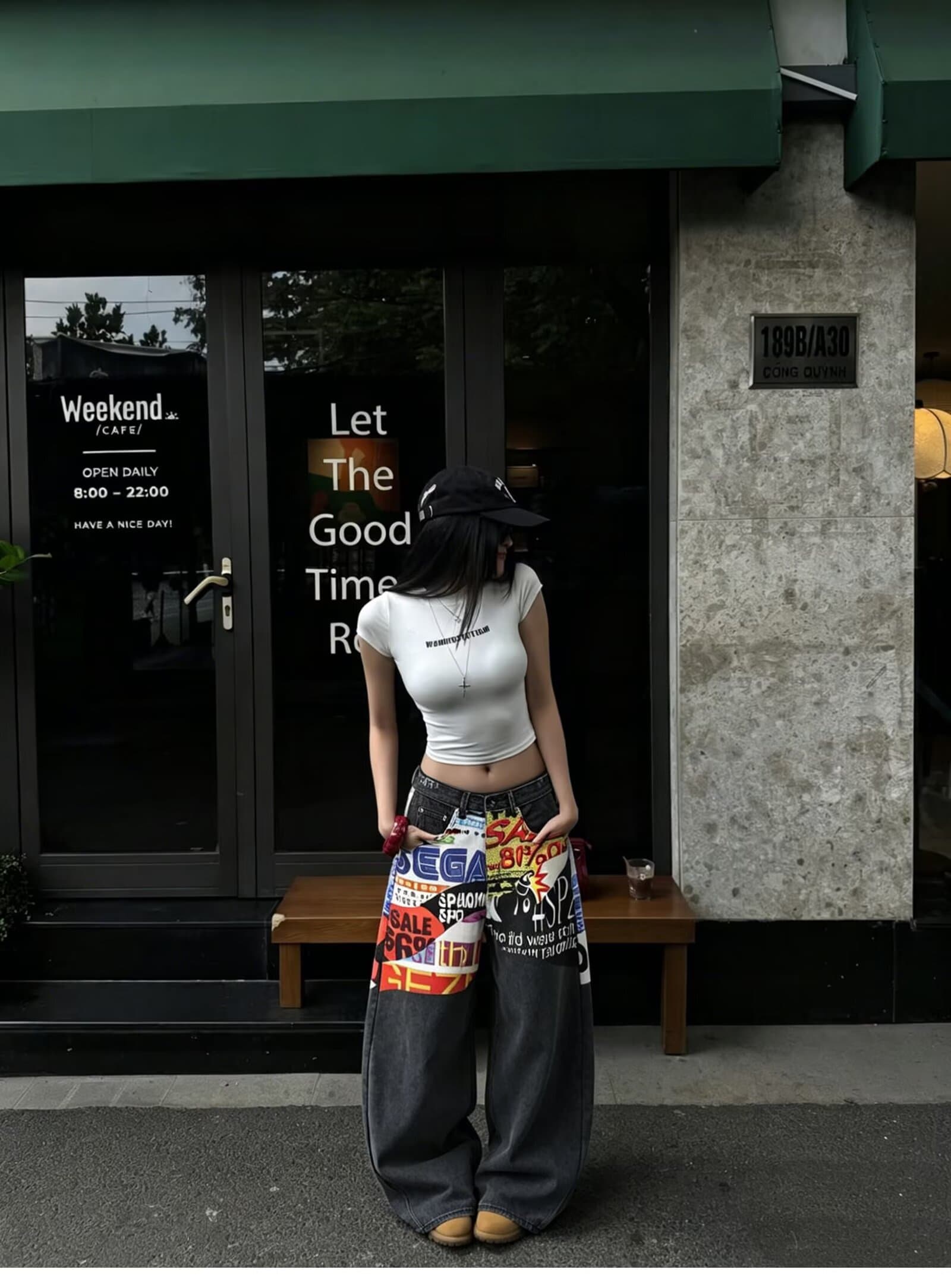 봄 가을 아메리칸 레트로 워싱 청바지 남녀 커플 루즈핏 캐주얼 다용도 스트레이트 프린트 넓은 다리 길이 바지 상세 이미지 15