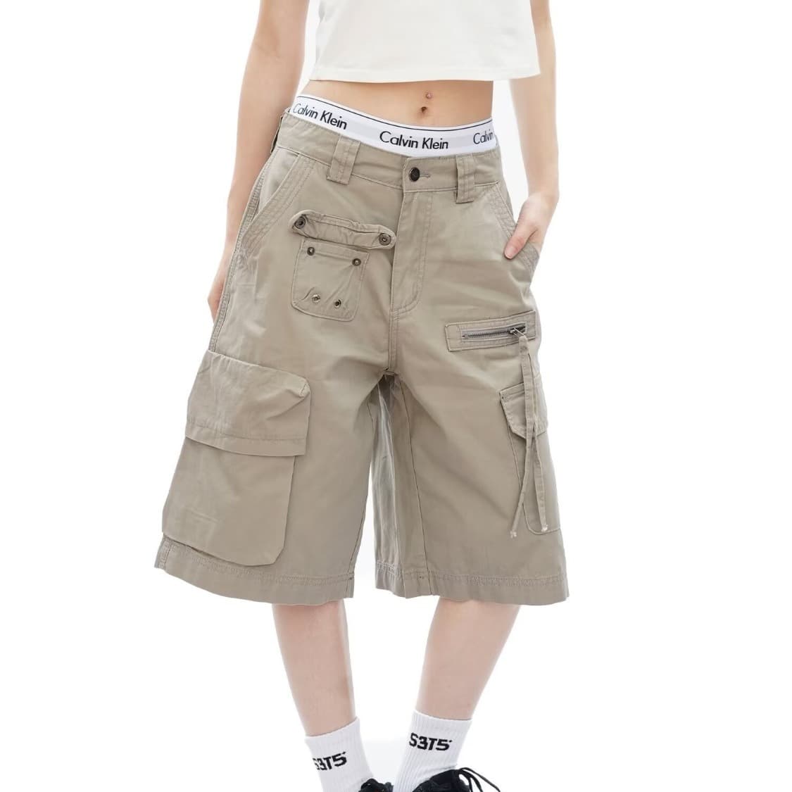 아메리칸 높음 거리 기타 주머니 조수 브랜드 악당 잘 생긴 캐주얼 워크웨어 반바지 남자 여름 루즈핏 바지 트렌드 오부 바지 이미지 5