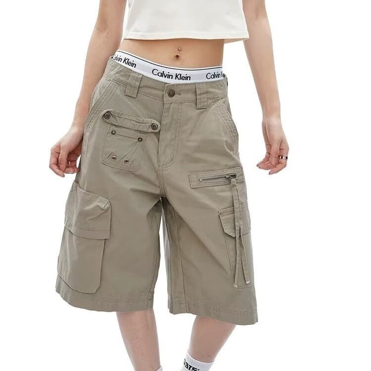 아메리칸 높음 거리 기타 주머니 조수 브랜드 악당 잘 생긴 캐주얼 워크웨어 반바지 남자 여름 루즈핏 바지 트렌드 오부 바지 이미지 3