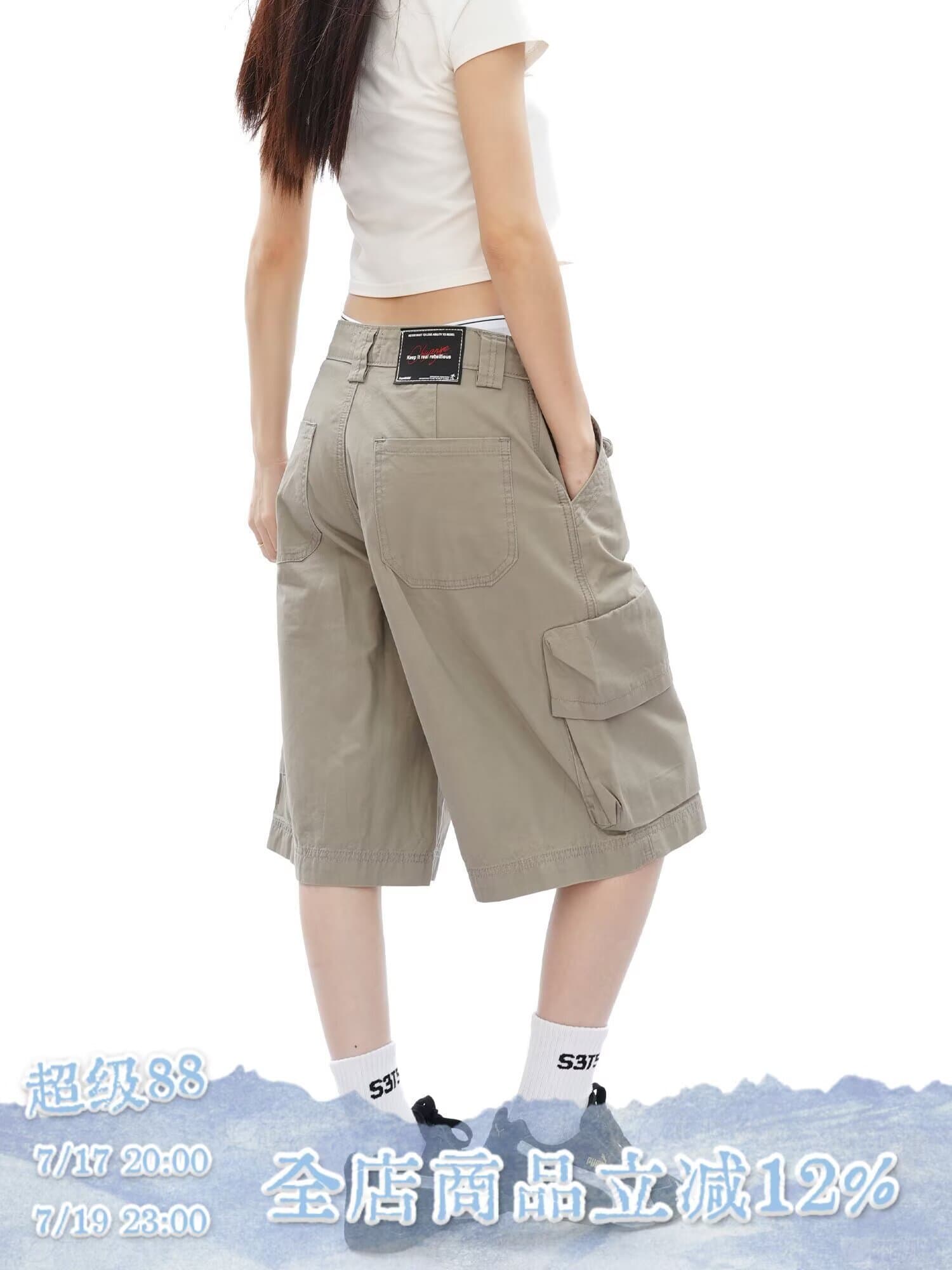 아메리칸 높음 거리 기타 주머니 조수 브랜드 악당 잘 생긴 캐주얼 워크웨어 반바지 남자 여름 루즈핏 바지 트렌드 오부 바지 상세 이미지 2
