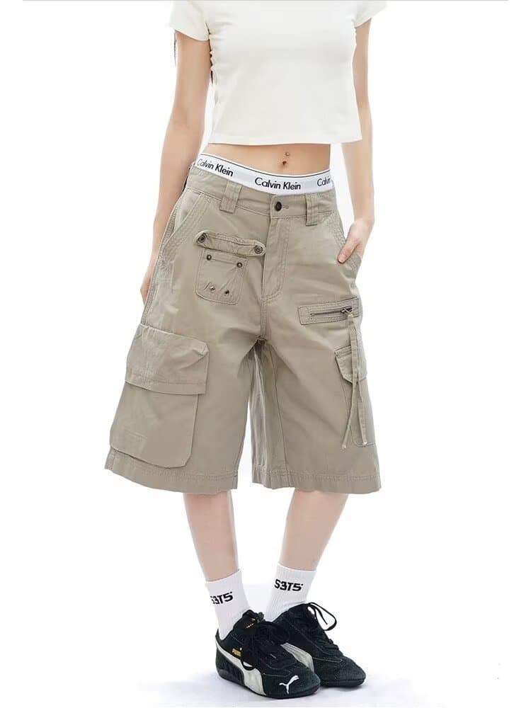아메리칸 높음 거리 기타 주머니 조수 브랜드 악당 잘 생긴 캐주얼 워크웨어 반바지 남자 여름 루즈핏 바지 트렌드 오부 바지 상세 이미지 13
