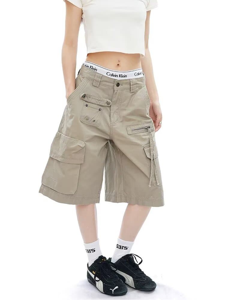 아메리칸 높음 거리 기타 주머니 조수 브랜드 악당 잘 생긴 캐주얼 워크웨어 반바지 남자 여름 루즈핏 바지 트렌드 오부 바지 상세 이미지 21