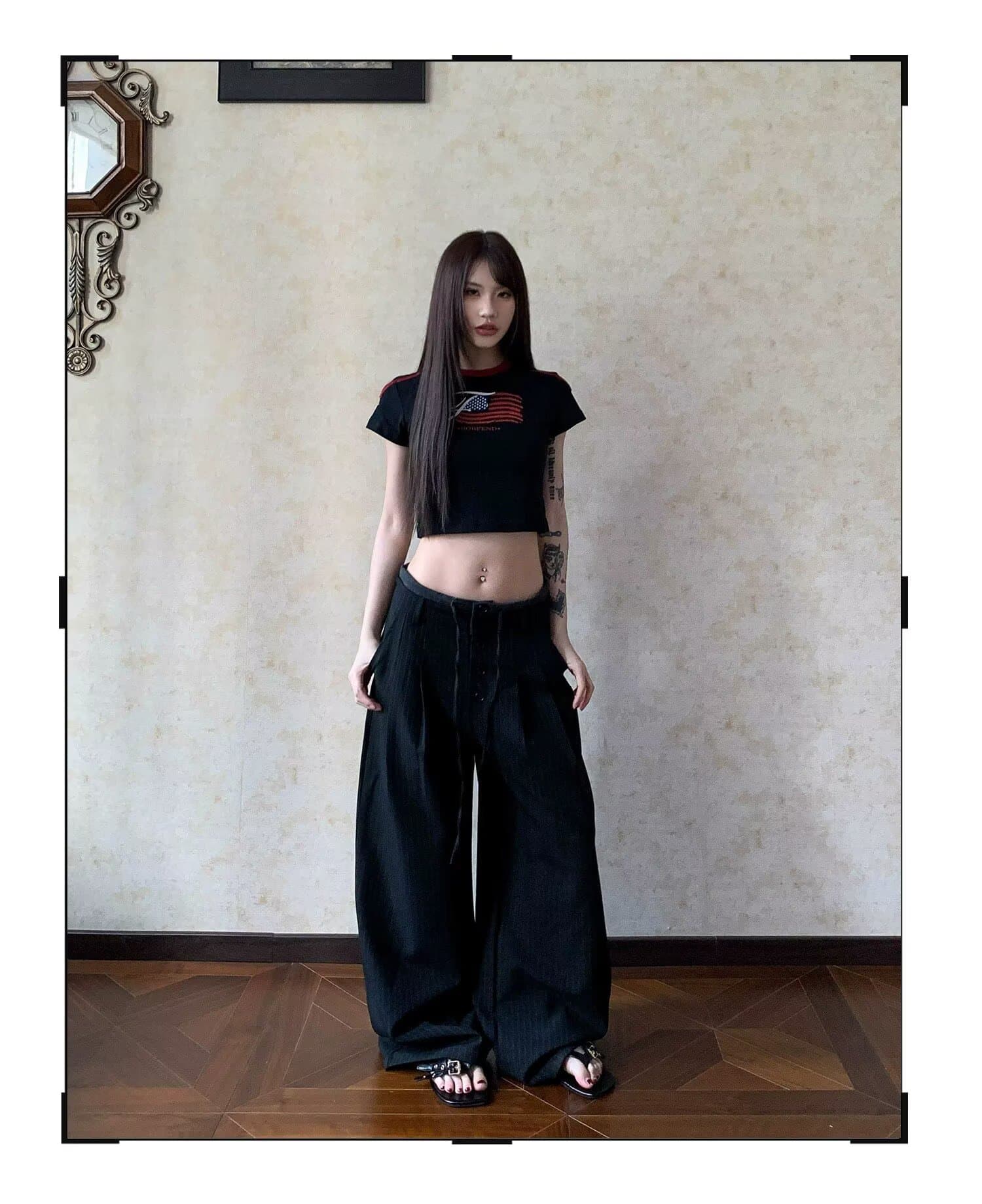봄 가을 조수 브랜드 레트로 세로 줄무늬 도루 센스 스트레이트 슬랙스 남자 아메리칸 루즈핏 고급 센스 다용도 캐주얼 바지 상세 이미지 24