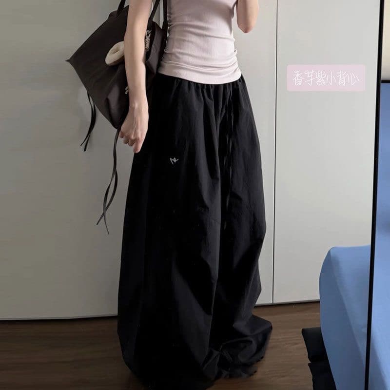 차가운 센스 속도 건조한 ins 여름 레트로 아메리칸 느긋한 바람 패치워크 펌프 Pleat 넓은 다리 루즈핏 얇은 스타일 캐주얼 바지 상세 이미지 4
