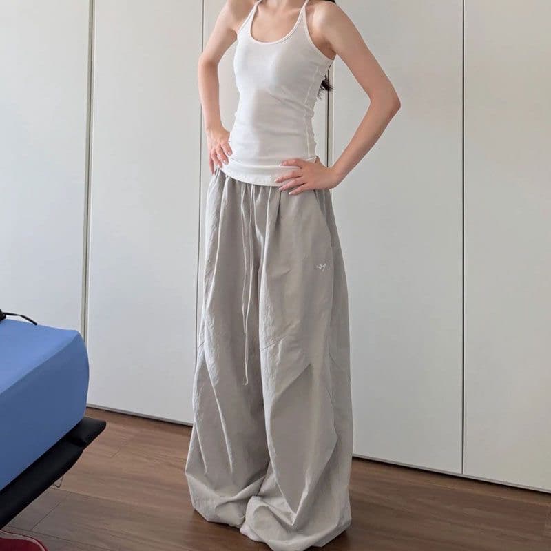 차가운 센스 속도 건조한 ins 여름 레트로 아메리칸 느긋한 바람 패치워크 펌프 Pleat 넓은 다리 루즈핏 얇은 스타일 캐주얼 바지 상세 이미지 10