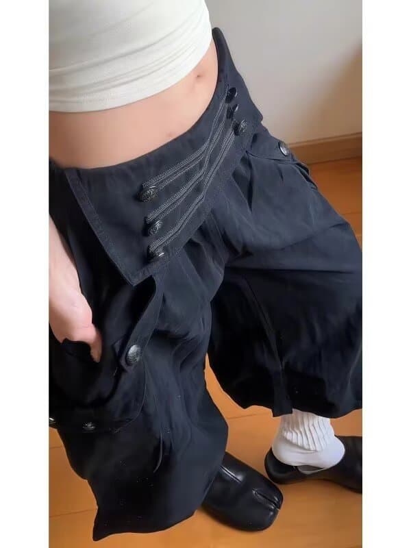 아메리칸 레트로 무거운 작업 기타 주머니 워크웨어 팬츠 남녀 루즈핏 넓은 다리 캐주얼 디자인 센스 와이드 튜브 긴 바지 이미지 2