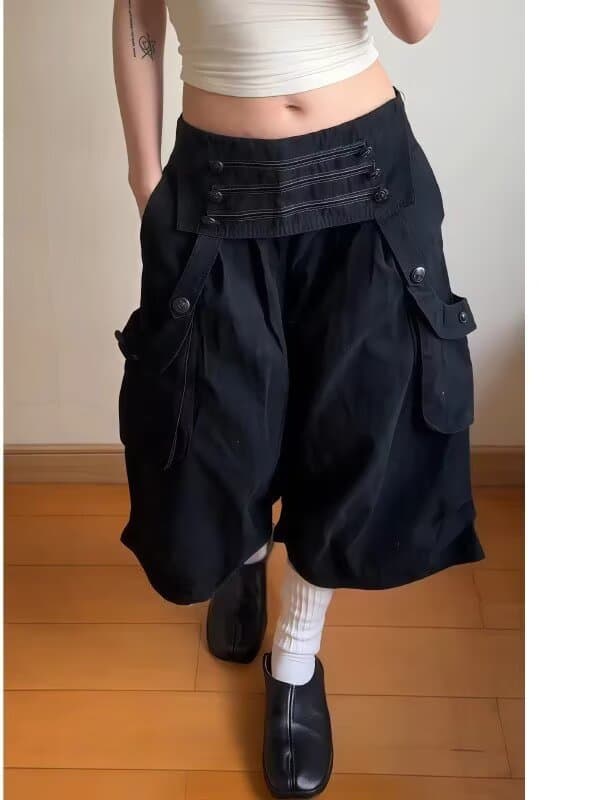 아메리칸 레트로 무거운 작업 기타 주머니 워크웨어 팬츠 남녀 루즈핏 넓은 다리 캐주얼 디자인 센스 와이드 튜브 긴 바지 이미지 3
