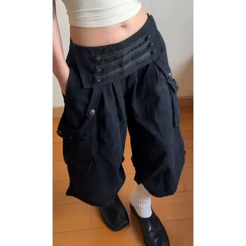 아메리칸 레트로 무거운 작업 기타 주머니 워크웨어 팬츠 남녀 루즈핏 넓은 다리 캐주얼 디자인 센스 와이드 튜브 긴 바지 상세 이미지 8