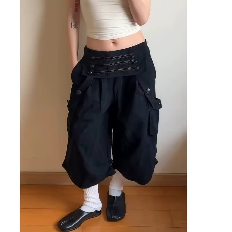아메리칸 레트로 무거운 작업 기타 주머니 워크웨어 팬츠 남녀 루즈핏 넓은 다리 캐주얼 디자인 센스 와이드 튜브 긴 바지 상세 이미지 9