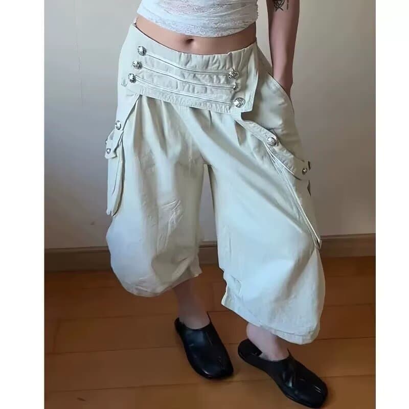 아메리칸 레트로 무거운 작업 기타 주머니 워크웨어 팬츠 남녀 루즈핏 넓은 다리 캐주얼 디자인 센스 와이드 튜브 긴 바지 상세 이미지 14