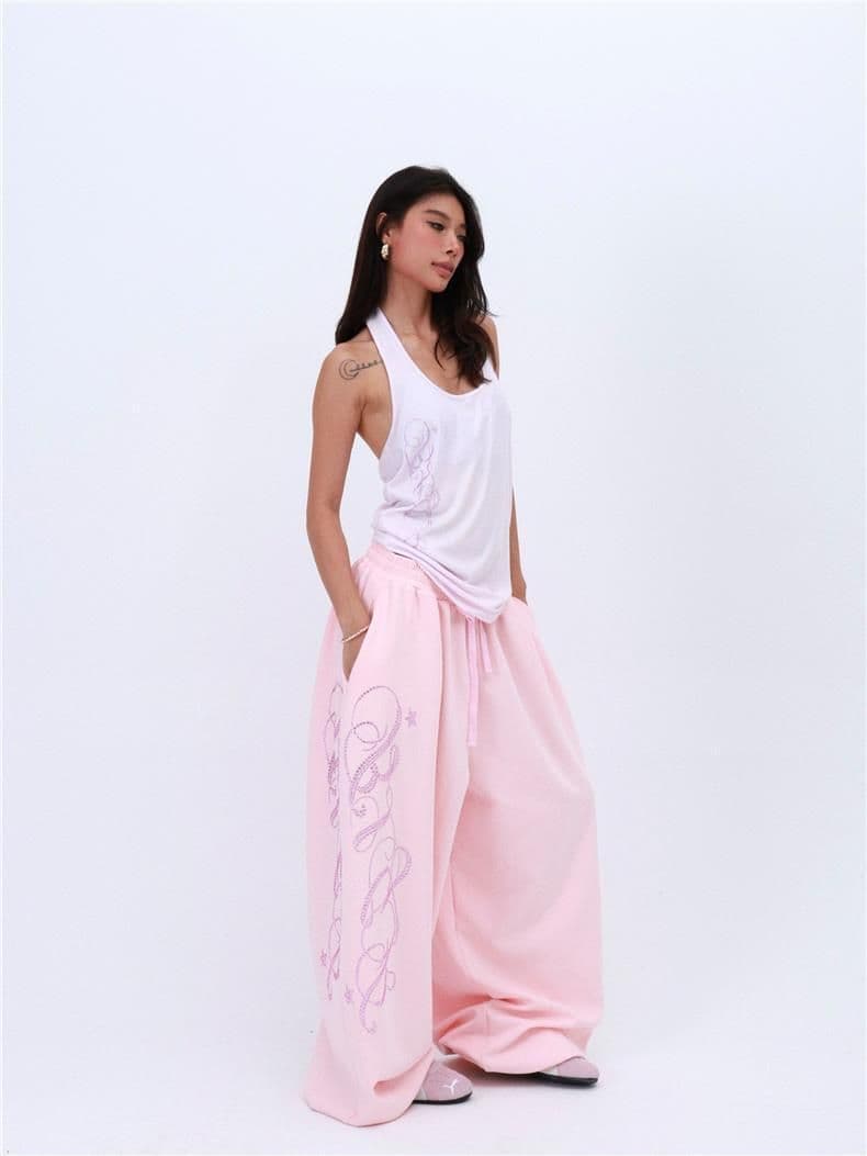 폭발 플래시 핫픽스 운동 긴 바지 루즈핏 넓은 다리 슬림해 보이는 다용도 캐주얼 바지 웨이 바지 조수 브랜드 조수 브랜드 상세 이미지 12