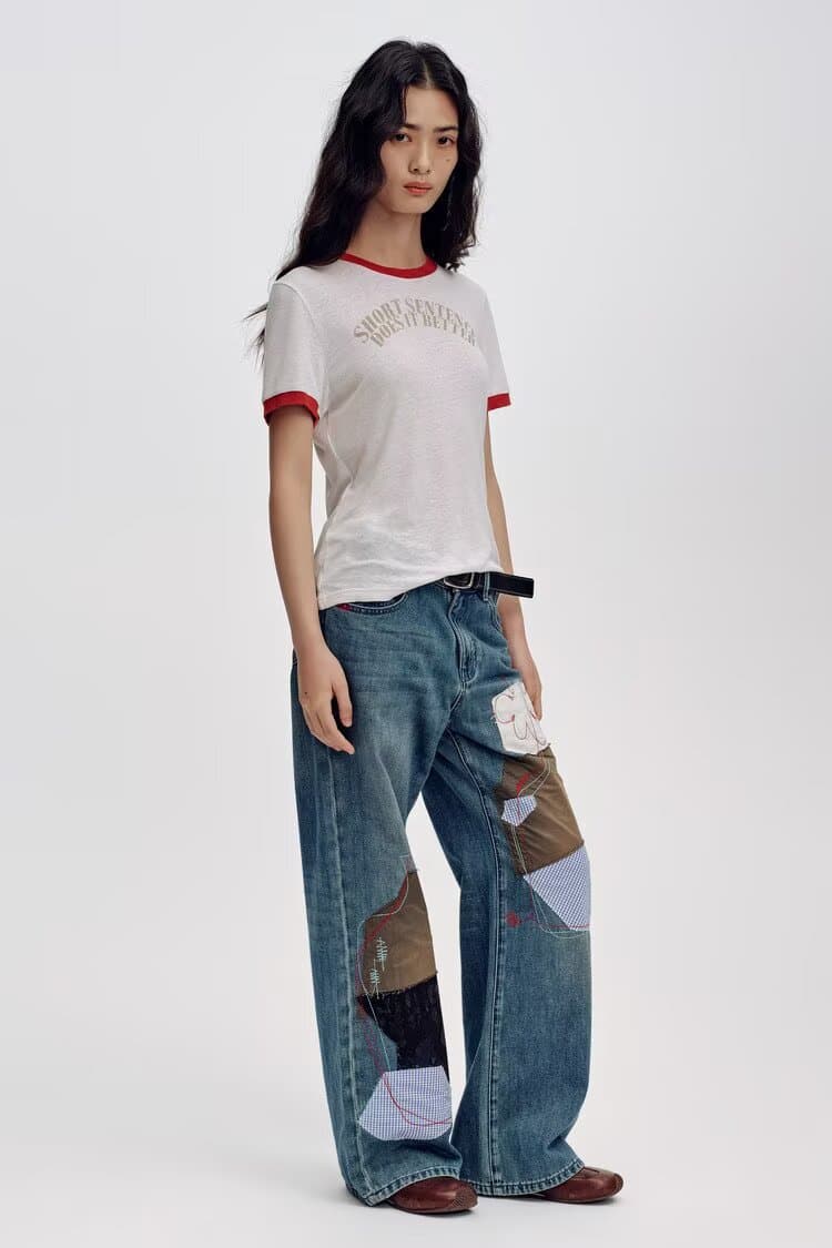 2026 봄 가을 아메리칸 레트로 조수 브랜드 패치 청바지 남자 몸매 가꾸기 마 오래된 워싱 테이퍼드 작은 발 긴 바지 상세 이미지 10