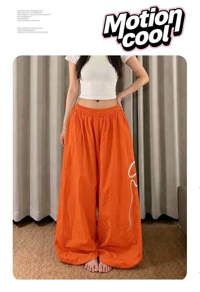 루즈핏 조거 바지 여성 하이웨이스트 넓은 다리 얇은 스타일 재즈 웃음 하 스트리트 댄스 웨이 바지 고스트 단계 트롤 춤 캐주얼 운동 바지 상세 이미지 1