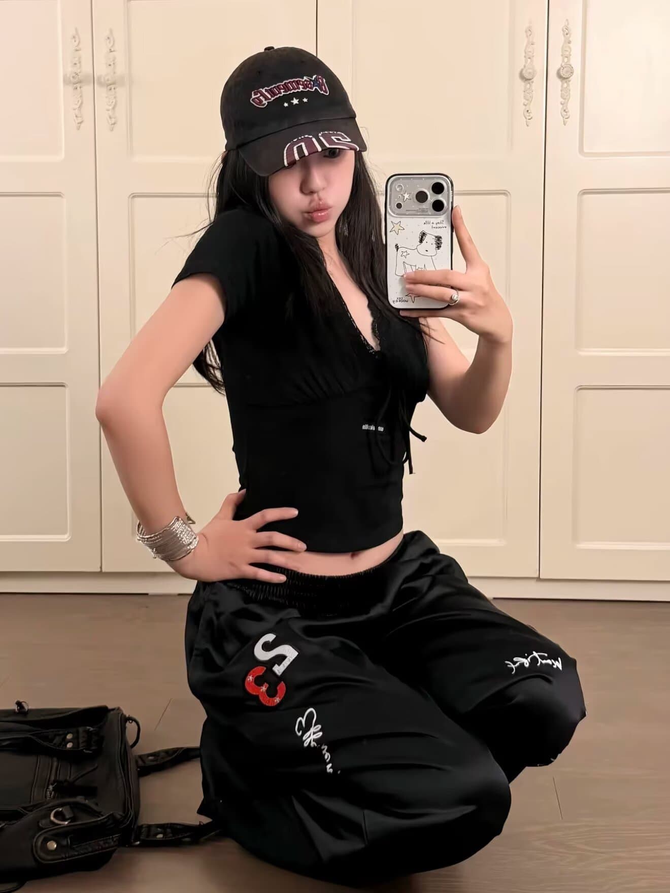 Charles 복숭아 심장 아메리칸 모통이 칼 바지 남자 여자 봄 가을 겨울 웨이 바지 스트레이트 털이 있는 캐주얼 긴 바지 이미지 4