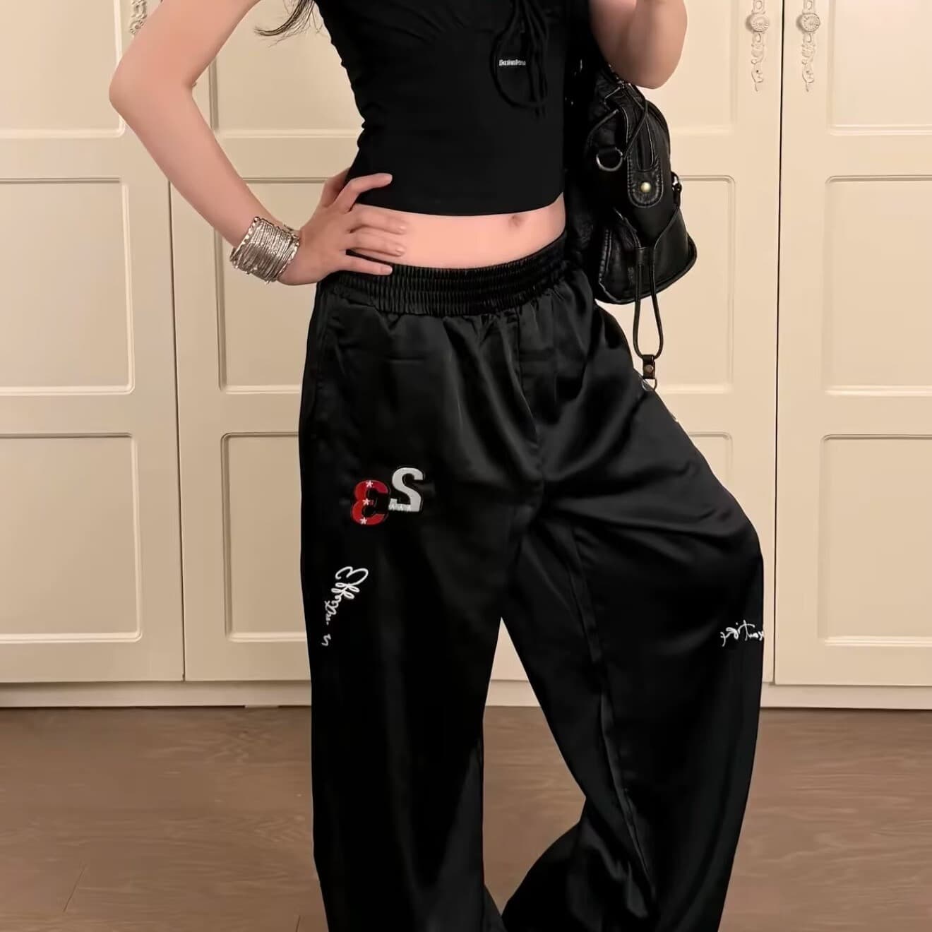 Charles 복숭아 심장 아메리칸 모통이 칼 바지 남자 여자 봄 가을 겨울 웨이 바지 스트레이트 털이 있는 캐주얼 긴 바지 이미지 5