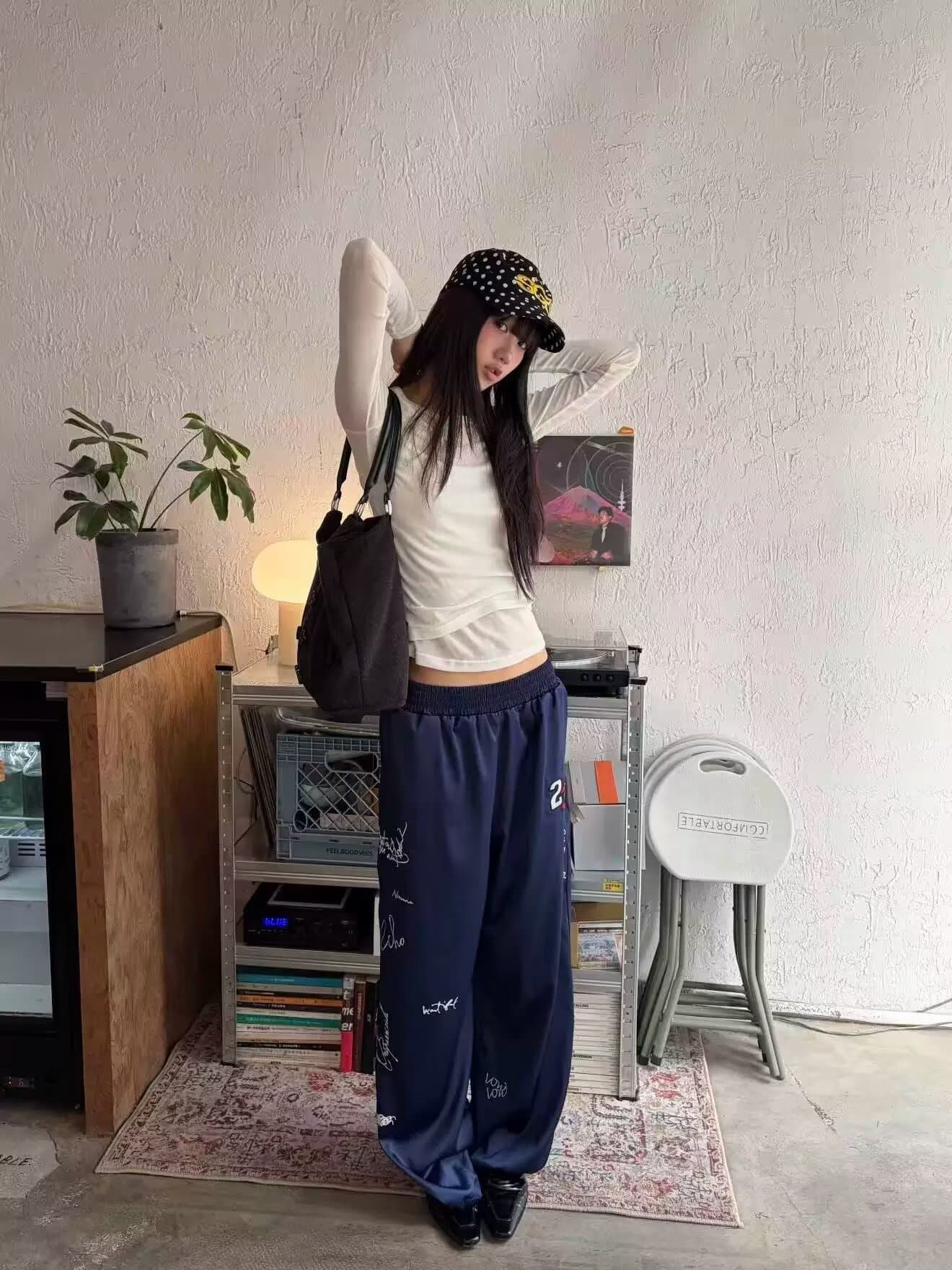 Charles 복숭아 심장 아메리칸 모통이 칼 바지 남자 여자 봄 가을 겨울 웨이 바지 스트레이트 털이 있는 캐주얼 긴 바지 상세 이미지 3