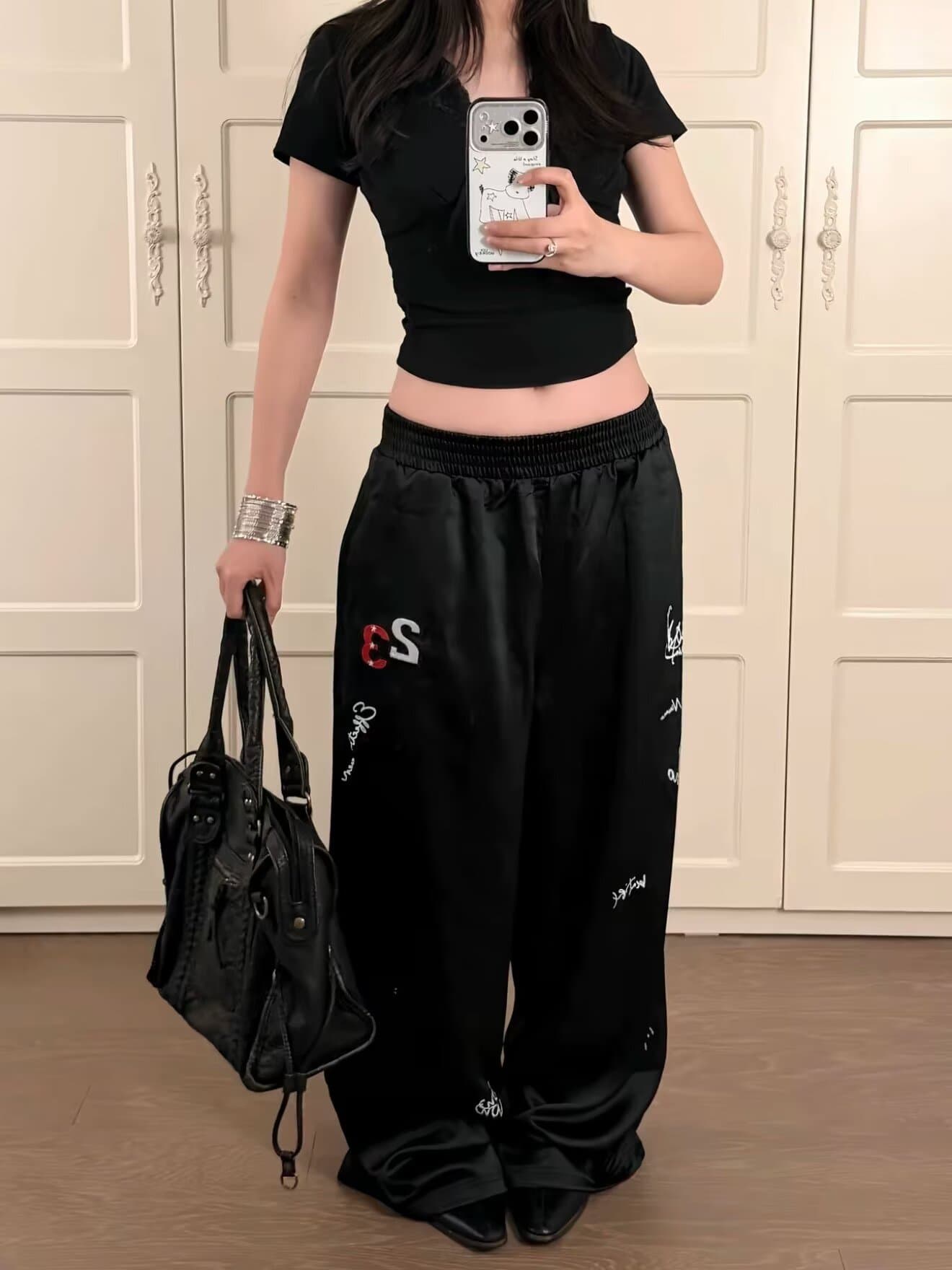 Charles 복숭아 심장 아메리칸 모통이 칼 바지 남자 여자 봄 가을 겨울 웨이 바지 스트레이트 털이 있는 캐주얼 긴 바지 상세 이미지 4