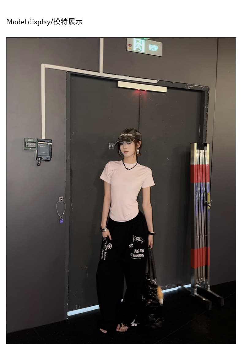 아메리칸 거리 장갑 주머니 프린트 다용도 웨이 바지 남녀 디자인 센스 출퇴근 다용도 루즈핏 캐주얼 와이드 레그 팬츠 상세 이미지 7