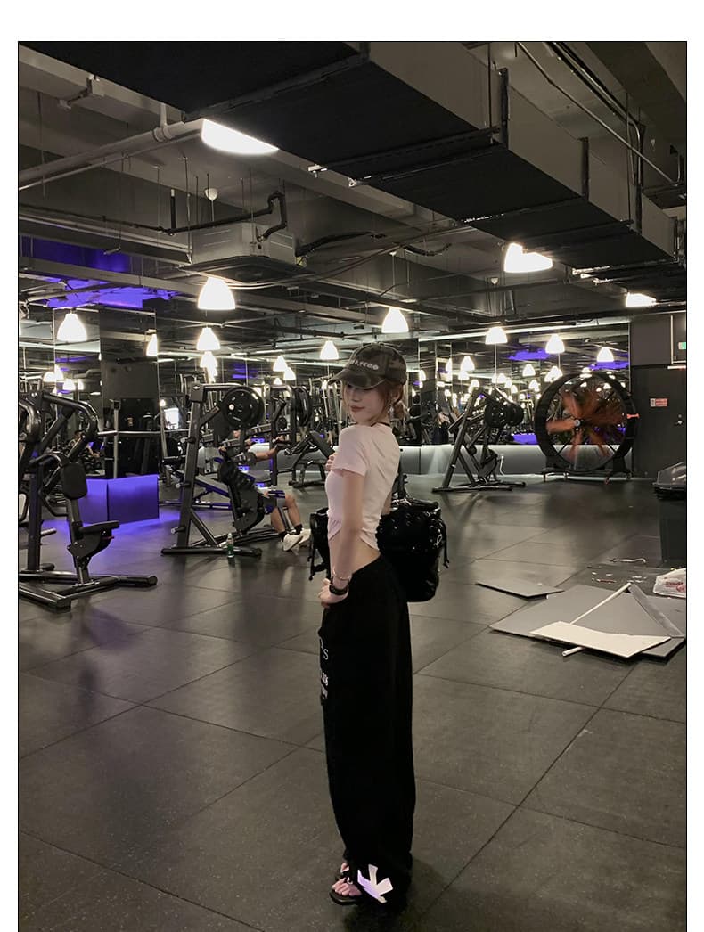 아메리칸 거리 장갑 주머니 프린트 다용도 웨이 바지 남녀 디자인 센스 출퇴근 다용도 루즈핏 캐주얼 와이드 레그 팬츠 상세 이미지 11