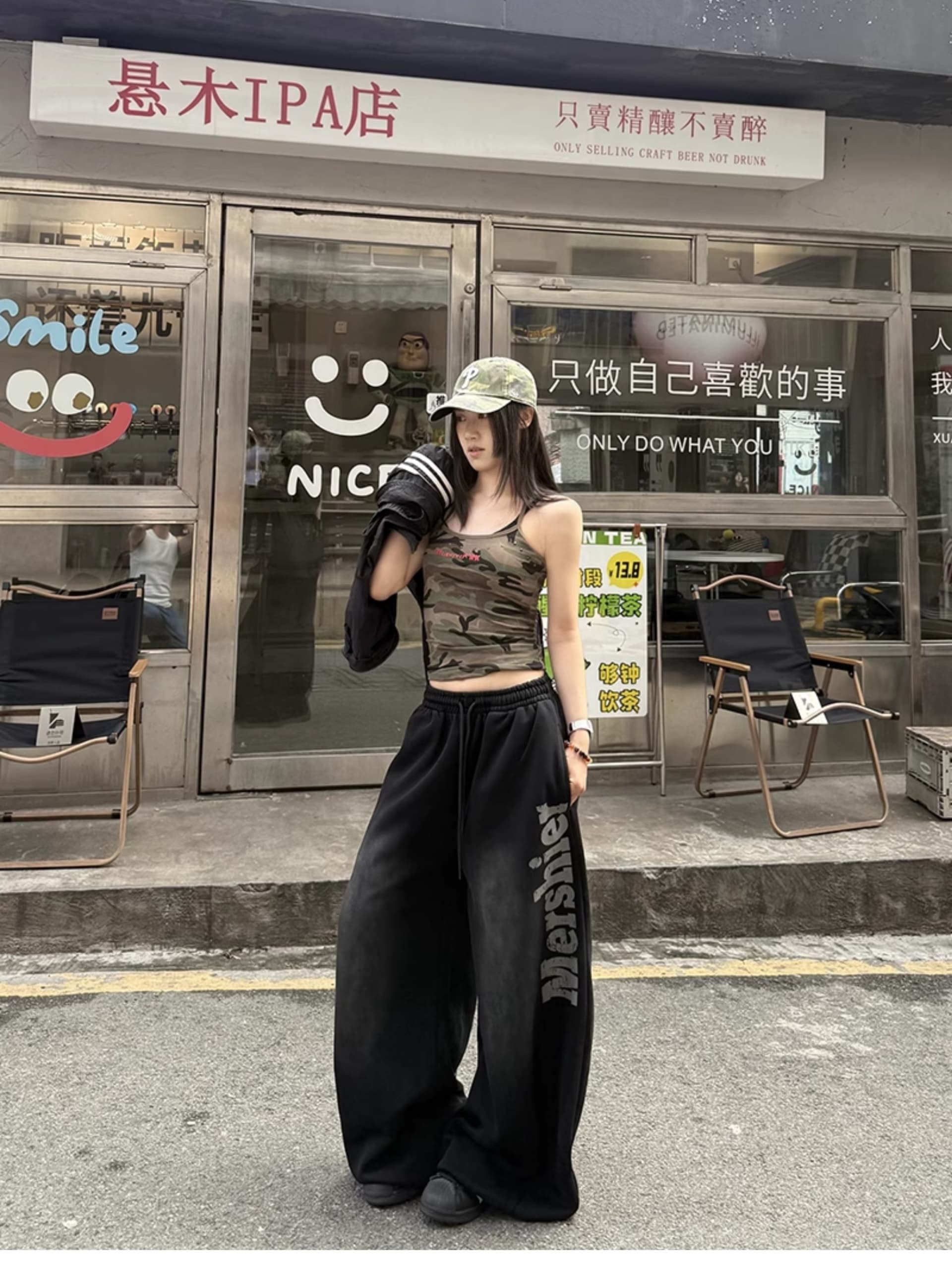 아메리칸 레트로 거리 바람 스프레이 페인트 루즈핏 스트레이트 넓은 다리 웨이 바지 남녀 다용도 무용 바지 트렌디 상세 이미지 7