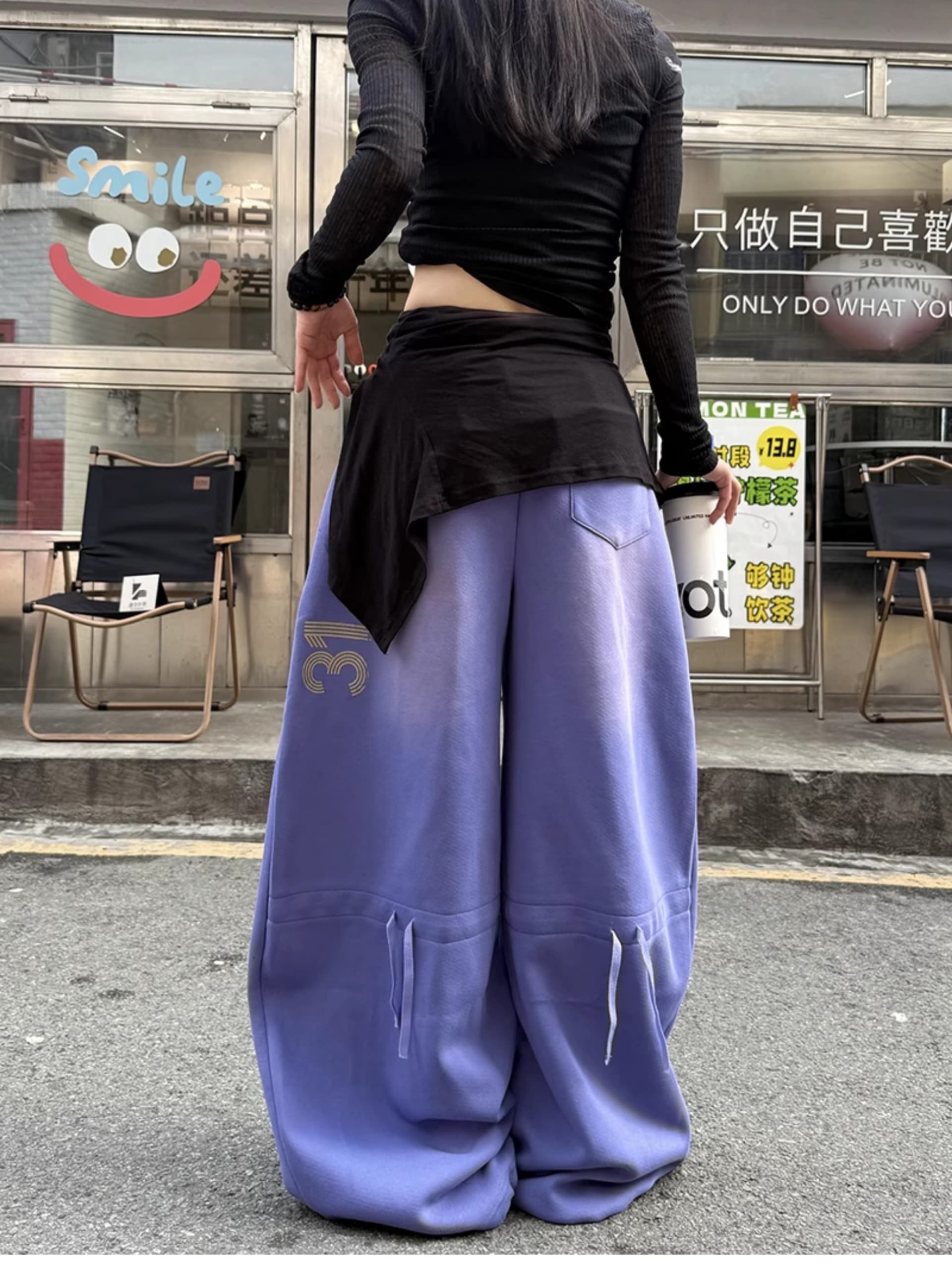 아메리칸 레트로 거리 바람 스프레이 페인트 루즈핏 스트레이트 넓은 다리 웨이 바지 남녀 다용도 무용 바지 트렌디 상세 이미지 15