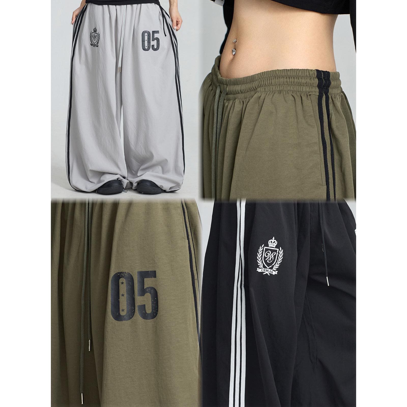 스트리트 댄스 조수 브랜드 oversize 수계 라인 속도 건조한 웃음 하 운동 바지 아메리칸 핫걸 캐주얼 바지 여성 야외 상세 이미지 4