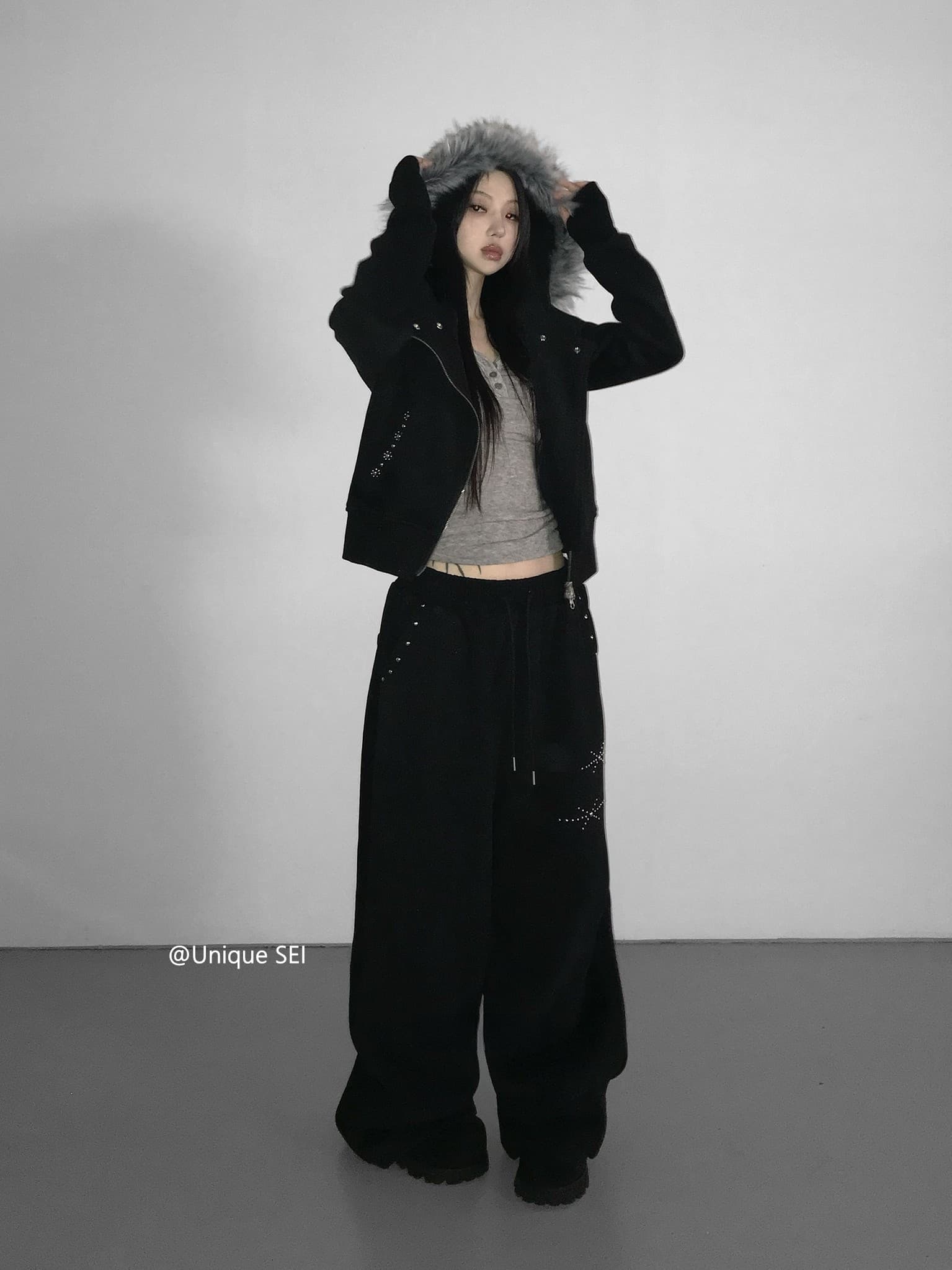 아메리칸 레트로 거리 징 허리밴드 넓은 다리 춤추기 웨이 바지 남녀 루즈핏 슬림해 보이는 다용도 캐주얼 바지 차오 이미지 3