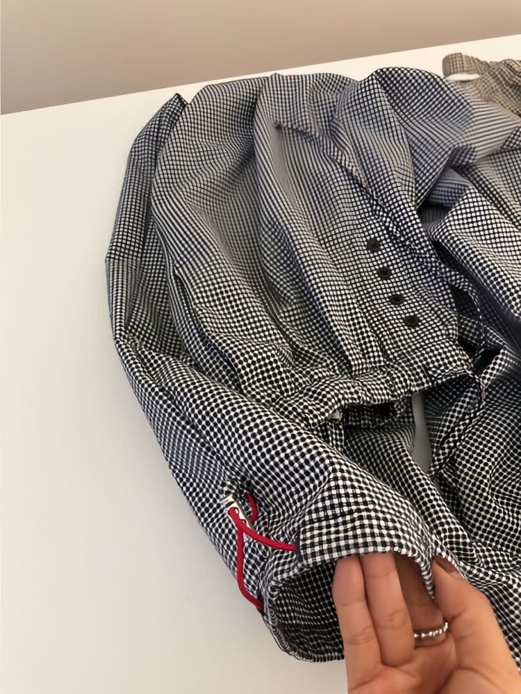 한 부서 느긋한 바람 느슨함 센스 체크무늬 와이드 레깅스 바지 여름 얇은 스타일 하이웨이스트 루즈핏 슬림해 보이는 스트레이트 캐주얼 바지 상세 이미지 6