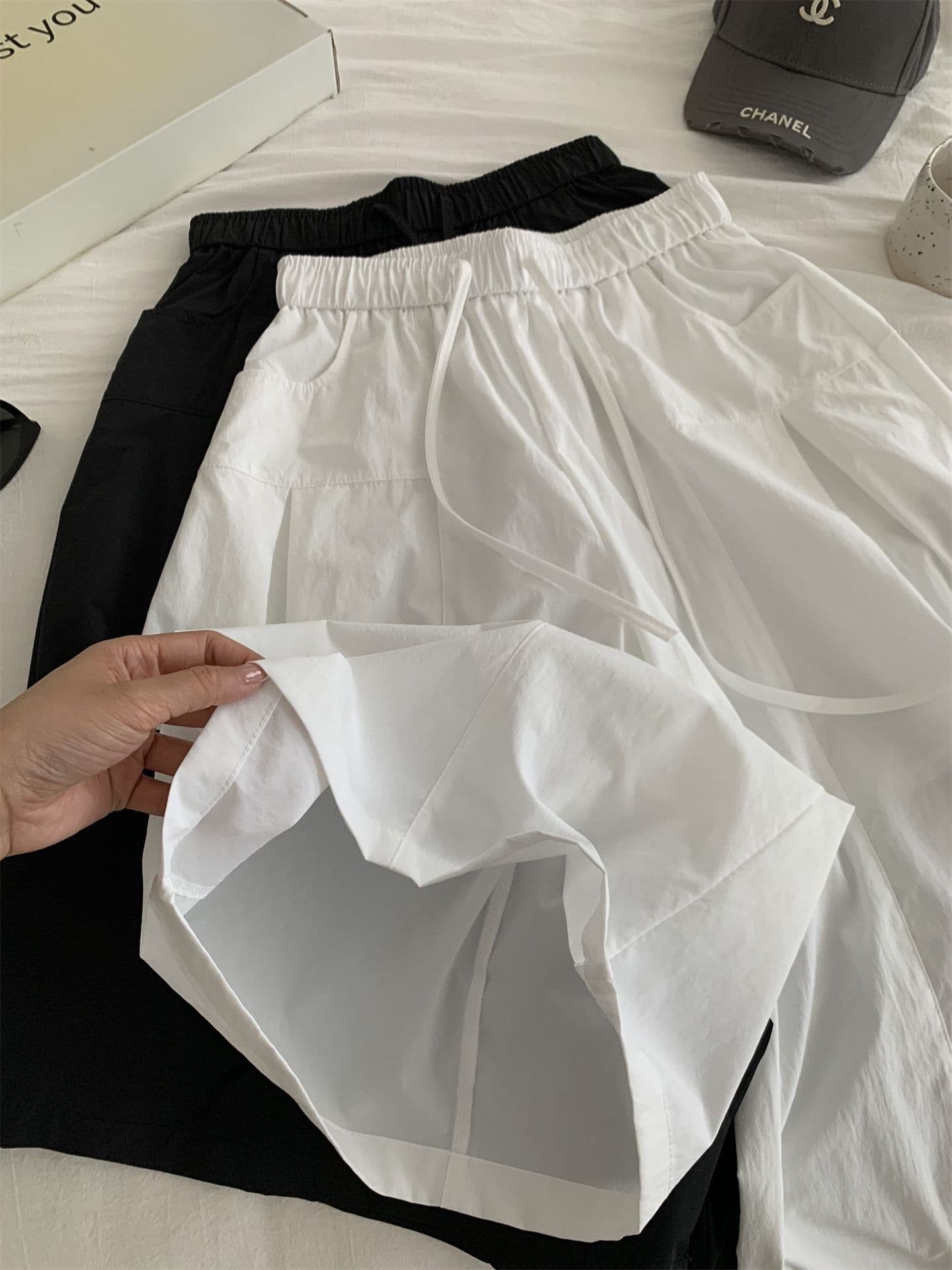 허리밴드 디자인 센스 펌프 Pleat 와이드 레깅스 바지 여름 새로운 한 부서 패션 느긋한 느슨함 속도 건조한 9 포인트 캐주얼 바지 상세 이미지 16