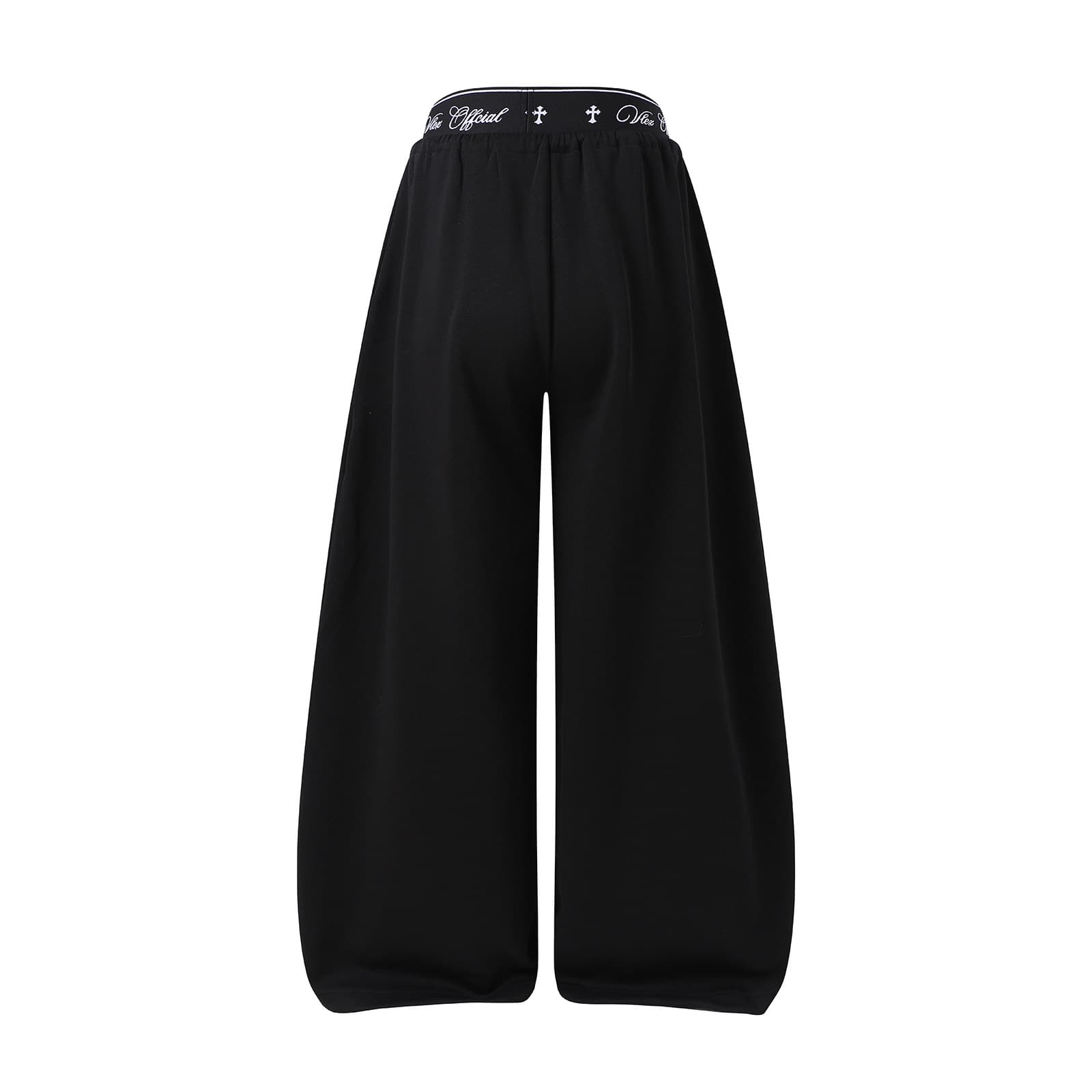 아메리칸 레트로 스타일 검정색 더블 허리 머리 알파벳 프린트 와이드 레그 팬츠 남녀 루즈핏 도루 센스 느긋한 캐주얼 긴 바지 상세 이미지 5