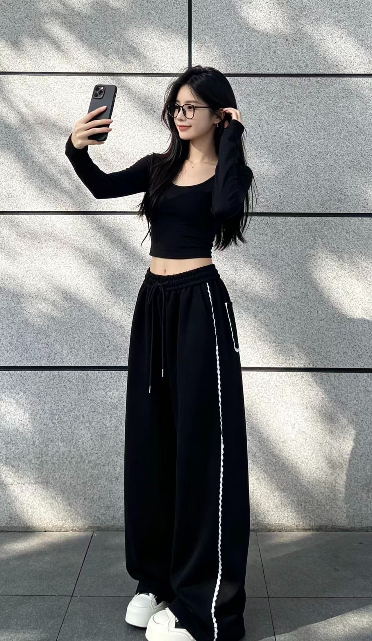 2026 새로운 레이스 조각 와이드 레그 팬츠 운동 바지 여성 새로운 봄 캐주얼 아메리칸 스트레이트 웨이 바지 바닥 청소 바지 상세 이미지 4