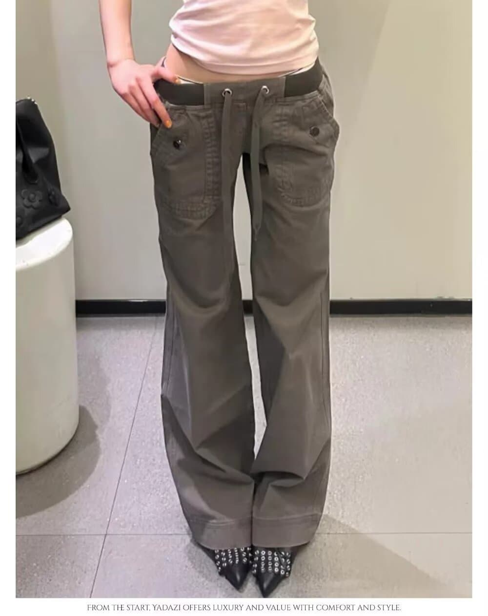 shawne 25ss 한국 작은 대중 개성 디자인 센스 라운드 넥 몸매 가꾸기 반팔 tee 워크웨어 팬츠 상세 이미지 12