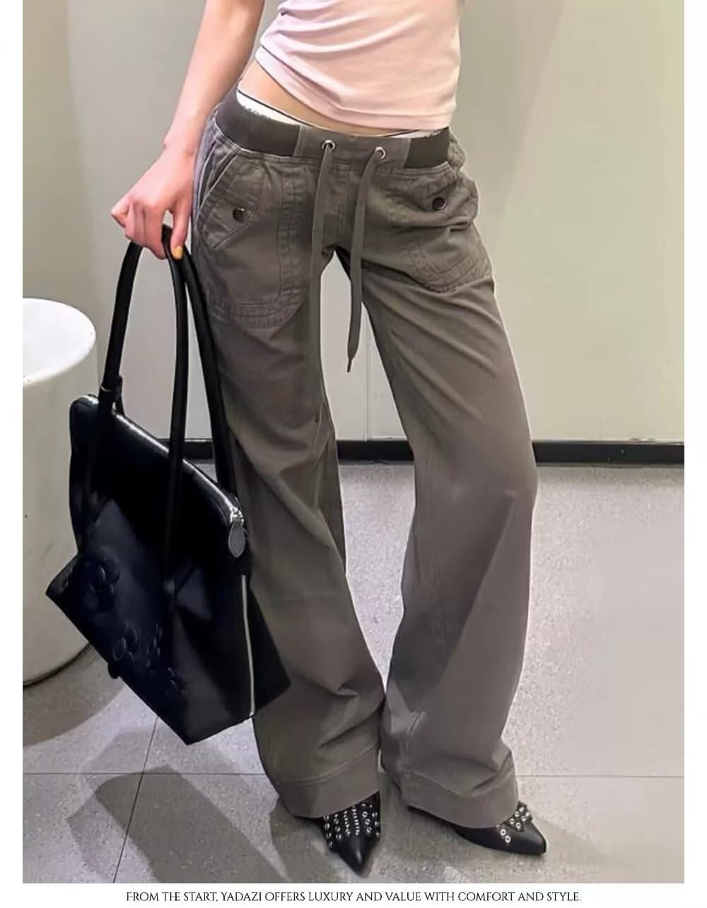 shawne 25ss 한국 작은 대중 개성 디자인 센스 라운드 넥 몸매 가꾸기 반팔 tee 워크웨어 팬츠 상세 이미지 14