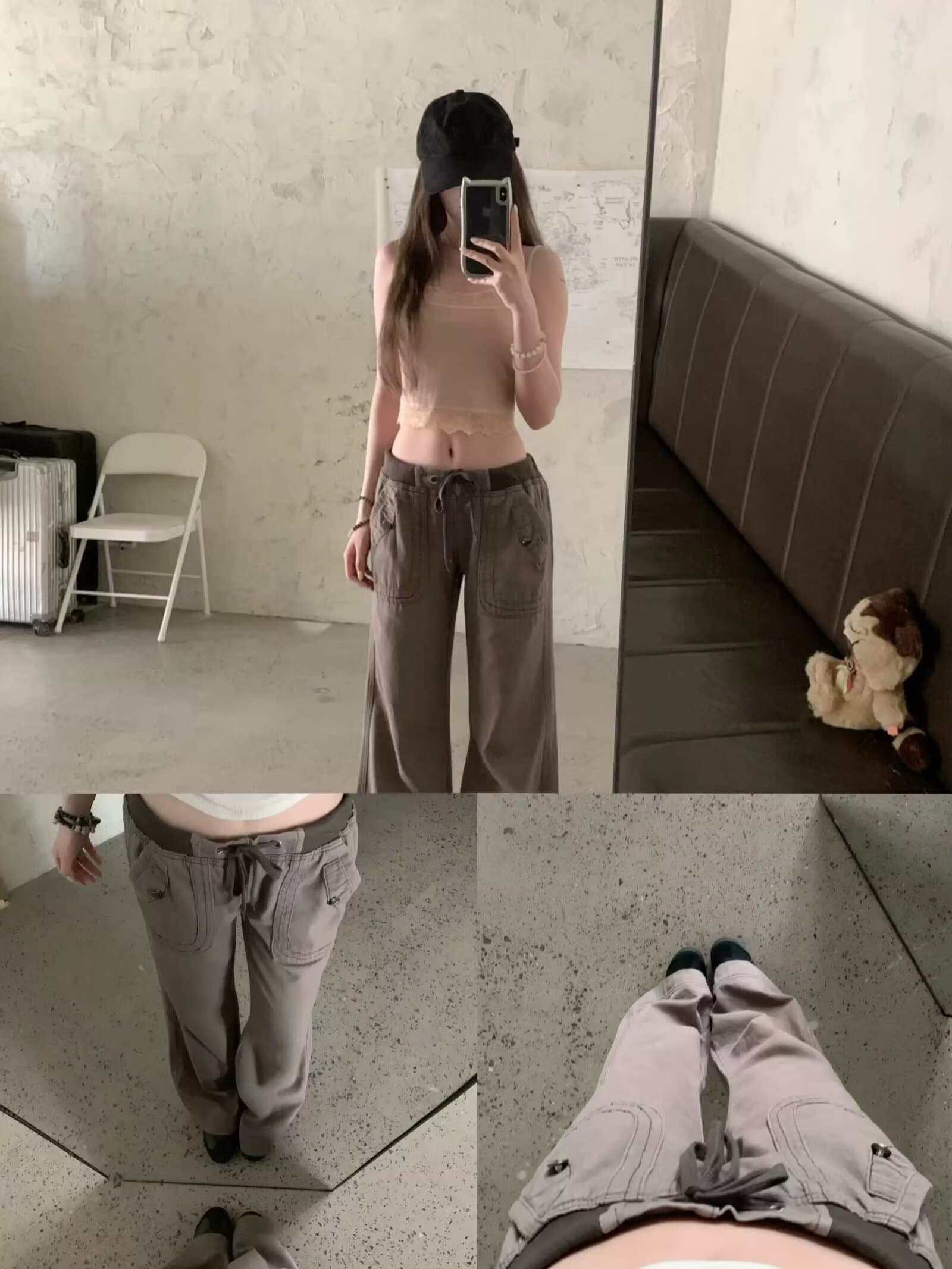 shawne 25ss 한국 작은 대중 개성 디자인 센스 라운드 넥 몸매 가꾸기 반팔 tee 워크웨어 팬츠 상세 이미지 17
