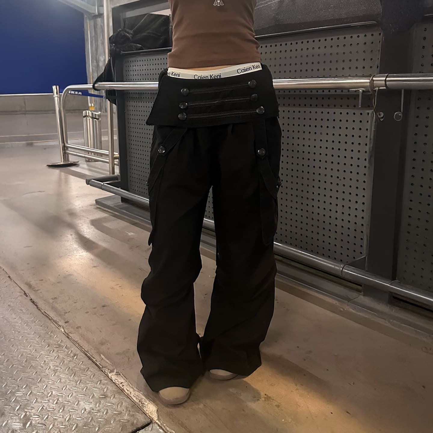 오리지널 아메리칸 징 디자인 높음 거리 캐주얼 바지 여성 작은 대중 디자인 센스 루즈핏 스트레이트 워크웨어 긴 바지 남자 트렌디 이미지 5
